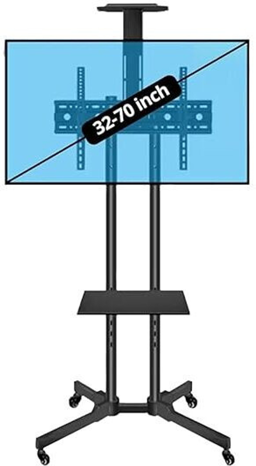 Image of RISSACHI TV Trolley Stand Movable 32-75 Inch with Wheels, LED TV Floor Stand, 3 Shelves Full Motion TV Mount