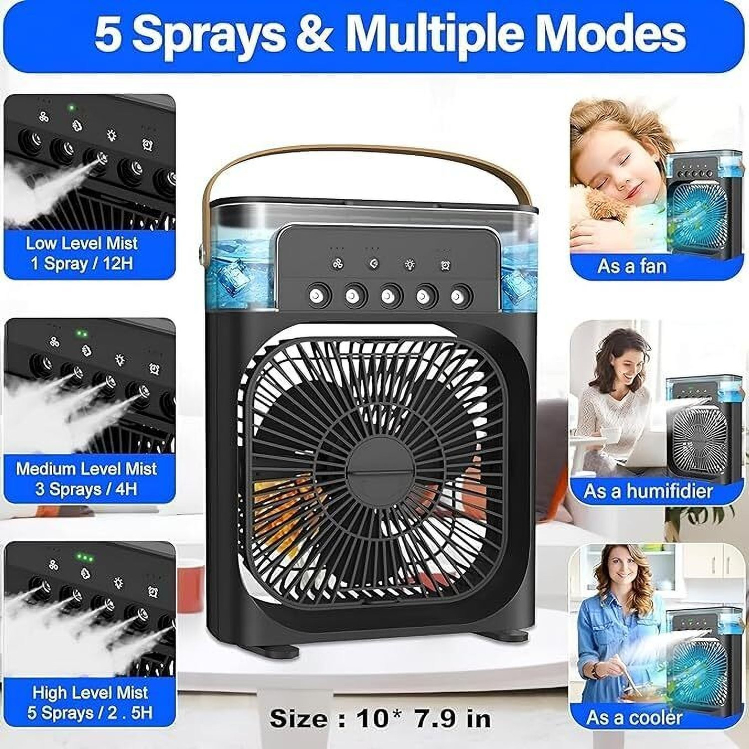 Image of 4uonly TD-40 RRT-BRE-Portable Air FAN BIG Mist Fan With 5 Speed UGI25 USB Fan (Multicolor)