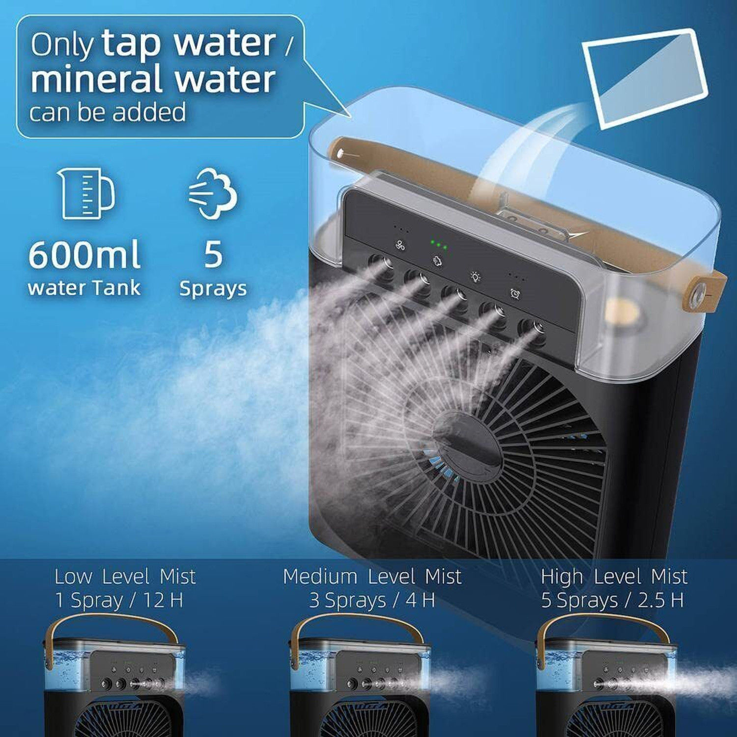 Image of 4uonly TD-40 RRT-BRE-Portable Air FAN BIG Mist Fan With 5 Speed UGI25 USB Fan (Multicolor)