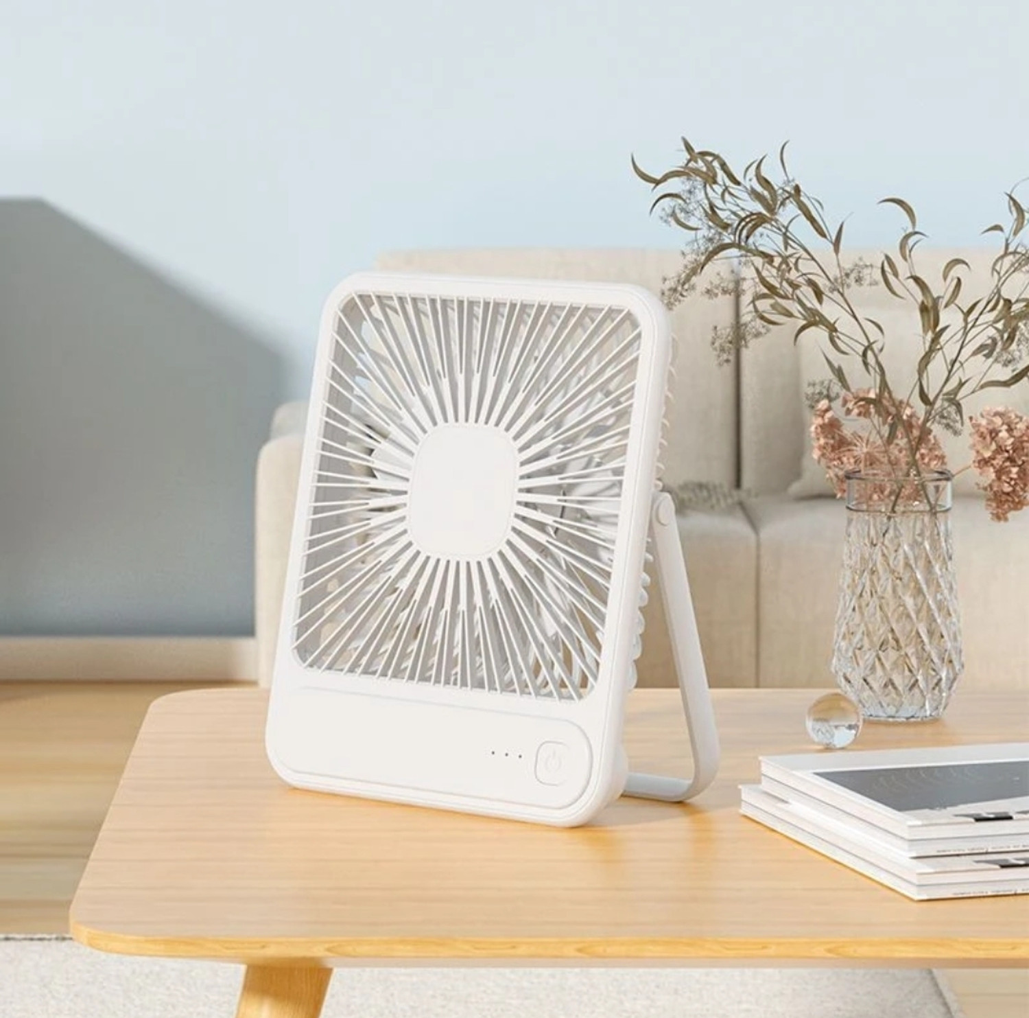 Image of DIGITRENDS Portable table Fan,Powerful desk Fan 1200 mah for kitchen indoor and outdoor table fan display Rechargeable Fan (White)