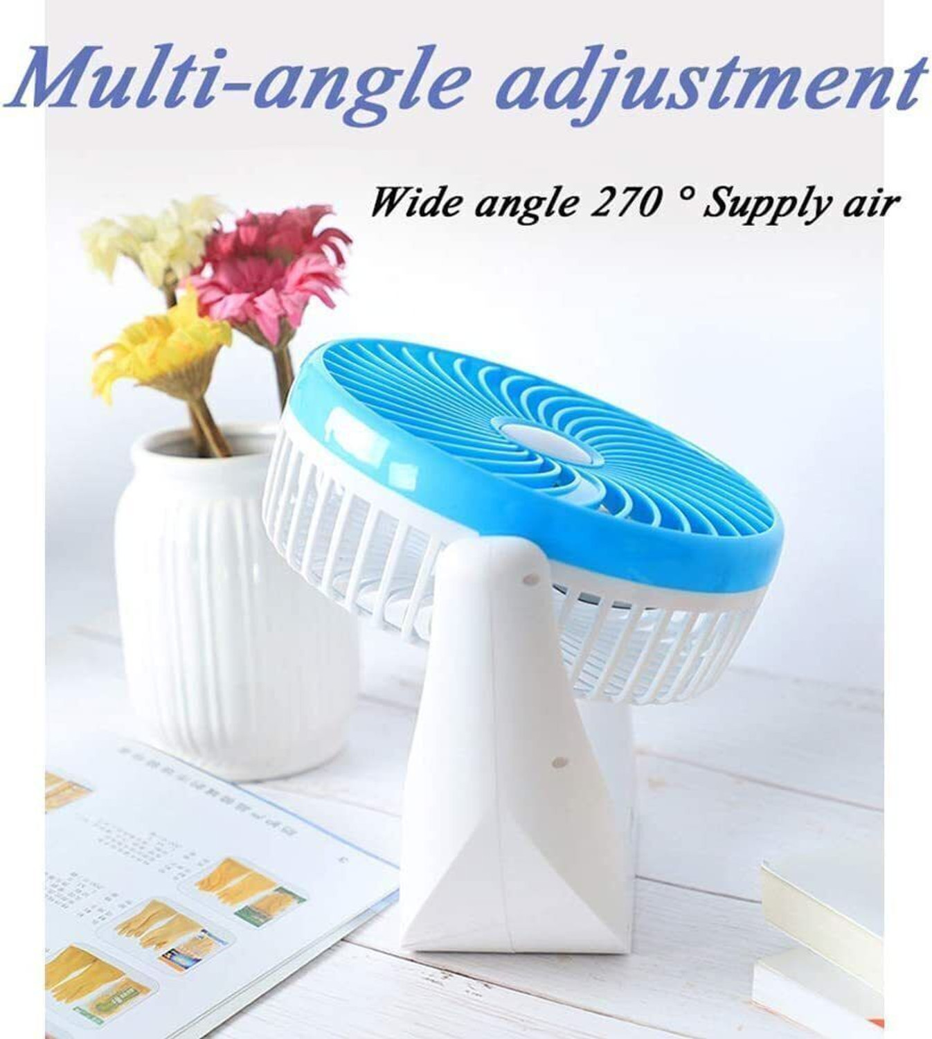 Image of Radhe High Speed Rechargeable Table Fan with LED Light For Office Desk, Home 254 Ultra High Speed 1400 mm Table Fan (5 Star | Multicolor | Pack of 1)