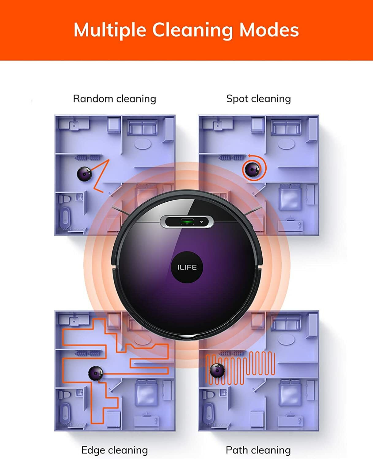 Image of ILIFE V3s Max 2 in 1 Robot Vacuum and Mop with Smart Gyro Path Planning, Max@2300Pa Robotic Floor Cleaner with Reusable Dust Bag, 2 in 1 Mopping and Vacuum, Anti-Bacterial Cleaning (WiFi Connectivity, Google Assistant and Alexa)