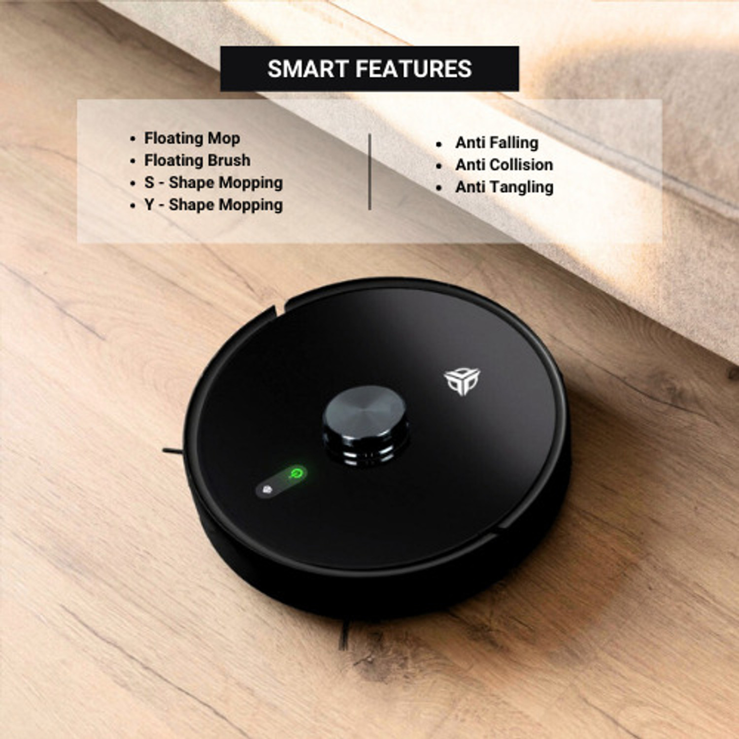 Image of McTURING LASERON S9 PRO Robotic Floor Cleaner with 2 in 1 Mopping and Vacuum, Anti-Bacterial Cleaning (WiFi Connectivity, Google Assistant and Alexa)
