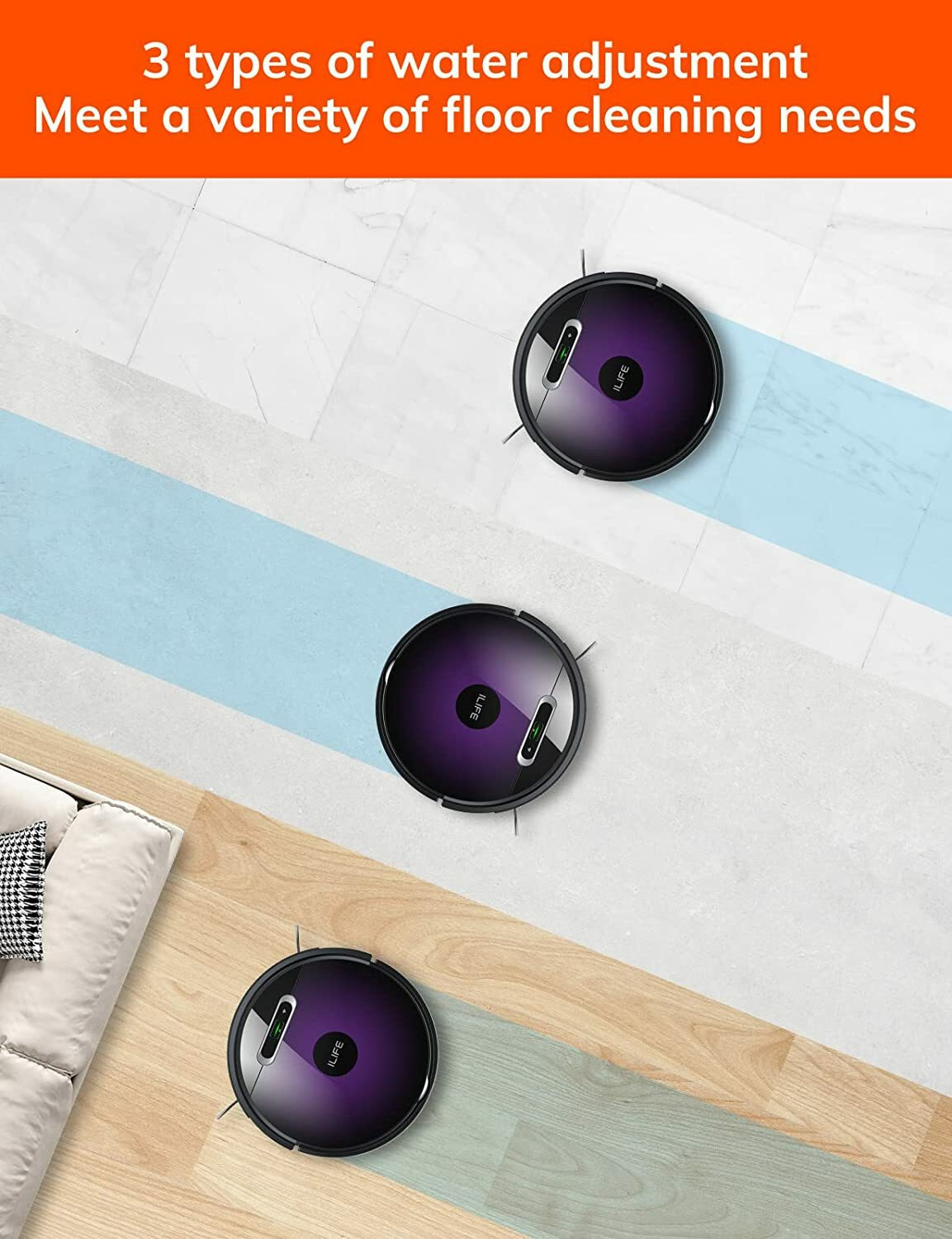 Image of ILIFE V3s Max 2 in 1 Robot Vacuum and Mop with Smart Gyro Path Planning, Max@2300Pa Robotic Floor Cleaner with Reusable Dust Bag, 2 in 1 Mopping and Vacuum, Anti-Bacterial Cleaning (WiFi Connectivity, Google Assistant and Alexa)