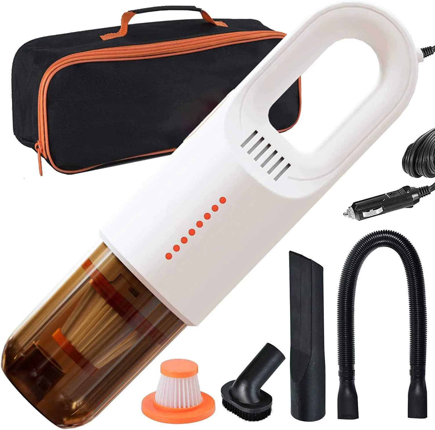 Image of BETZILA Portable Handheld 12V High Power 120W Auto Vacuum Cleaner Wet Dry Dual-Use Super Suction With Hepa Filter Car Vacuum Cleaner (Orange)