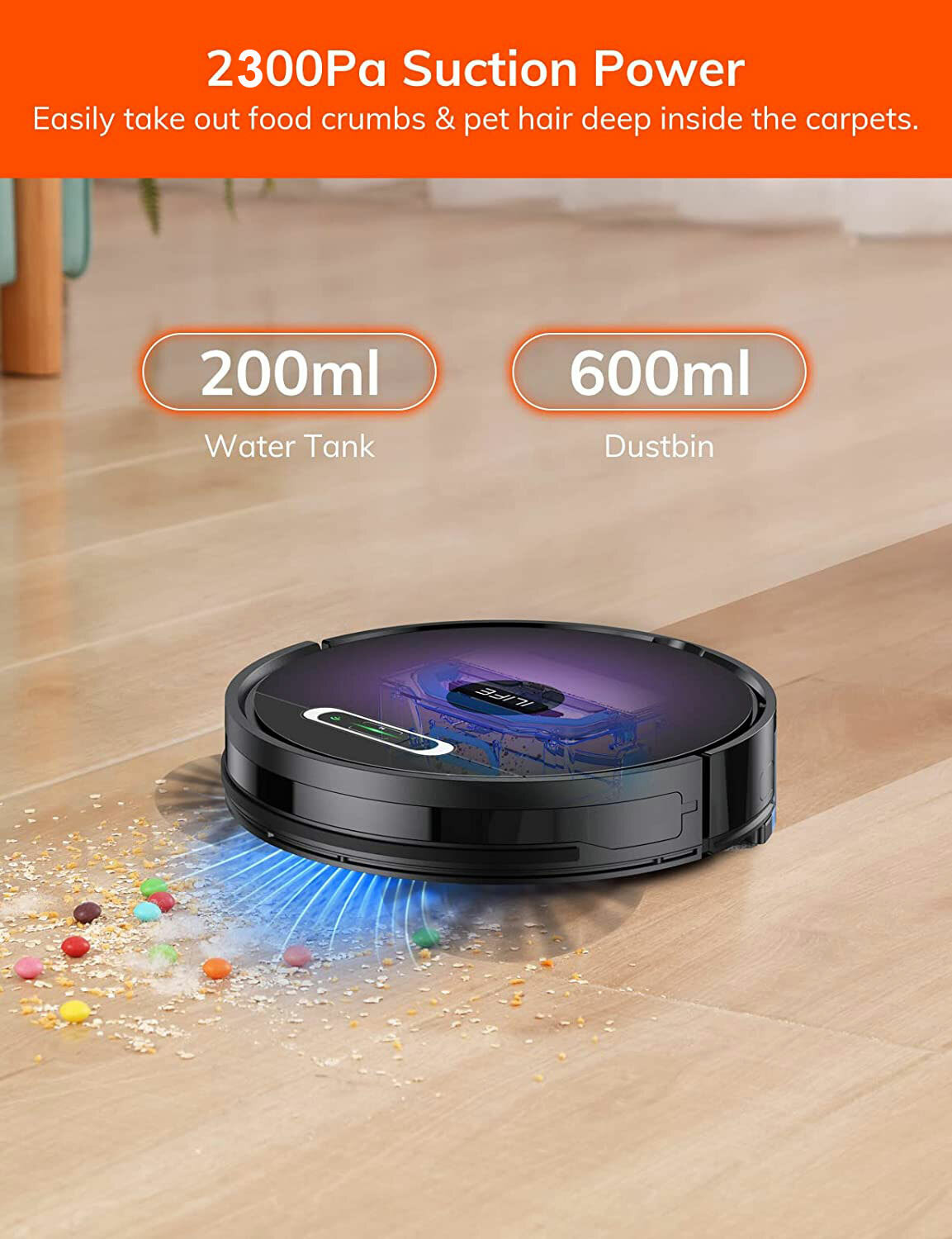 Image of ILIFE V3s Max 2 in 1 Robot Vacuum and Mop with Smart Gyro Path Planning, Max@2300Pa Robotic Floor Cleaner with Reusable Dust Bag, 2 in 1 Mopping and Vacuum, Anti-Bacterial Cleaning (WiFi Connectivity, Google Assistant and Alexa)