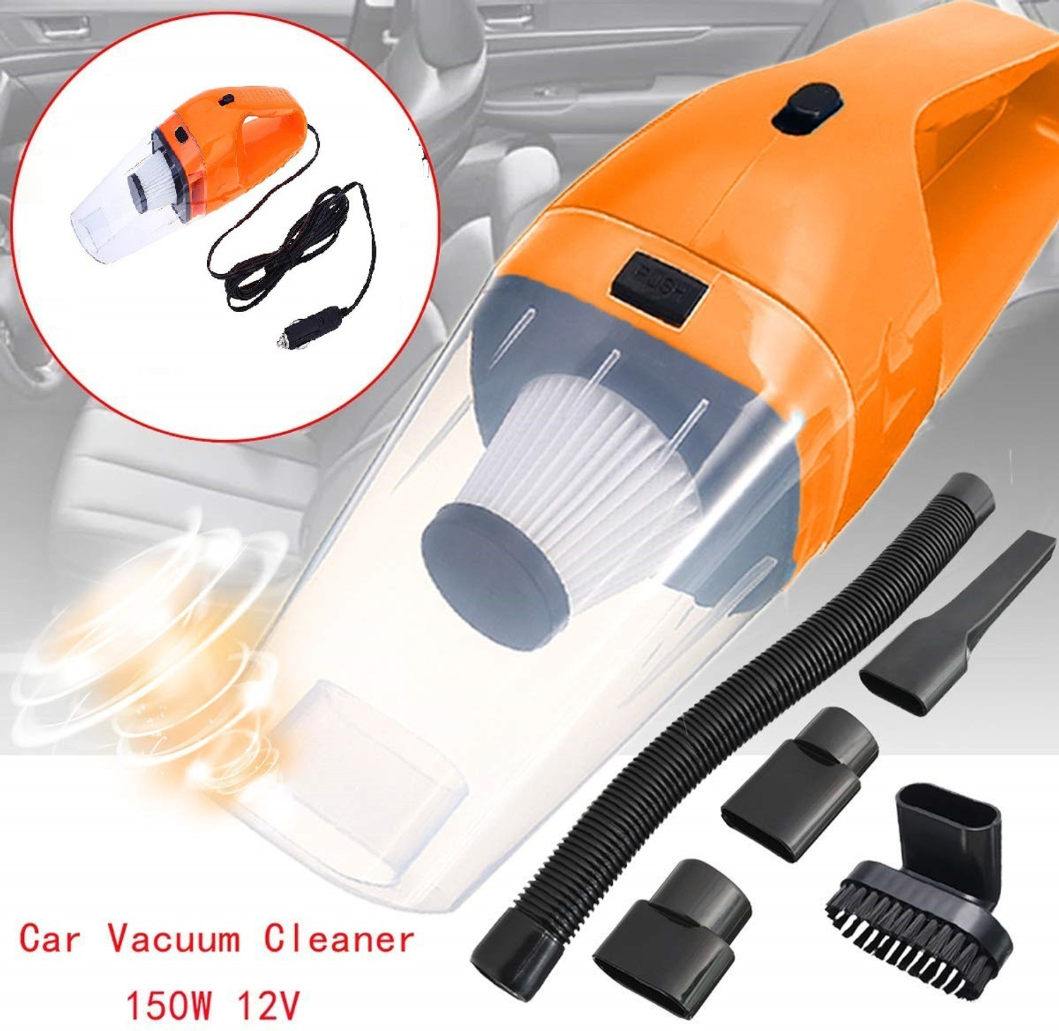 Image of BETZILA Portable Handheld 12V High Power 120W Auto Vacuum Cleaner Wet Dry Dual-Use Super Suction With Hepa Filter Car Vacuum Cleaner