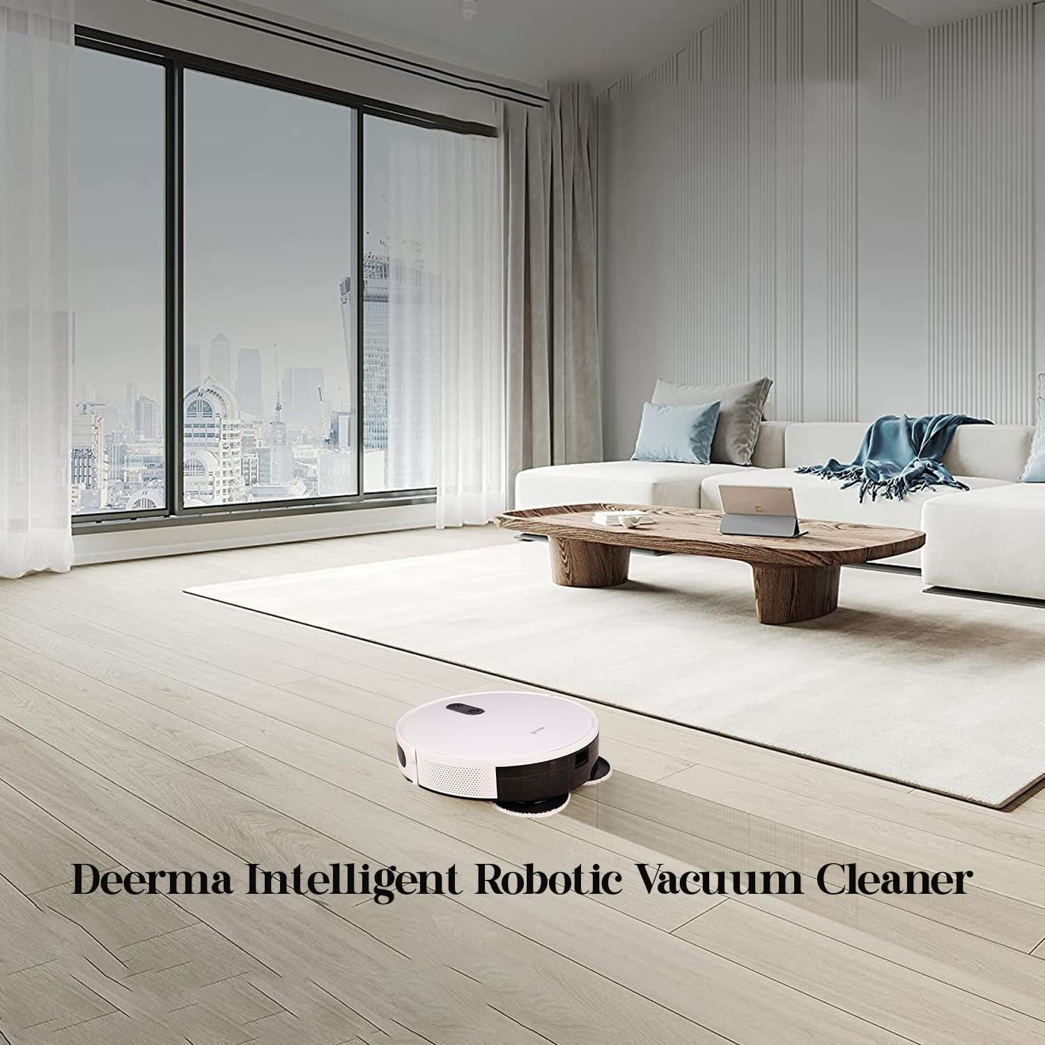 Image of Deerma Intelligent Robotic Vacuum Cleaner, 4 In1 Floor Cleaning with App Connectivity Robotic Floor Cleaner (WiFi Connectivity)