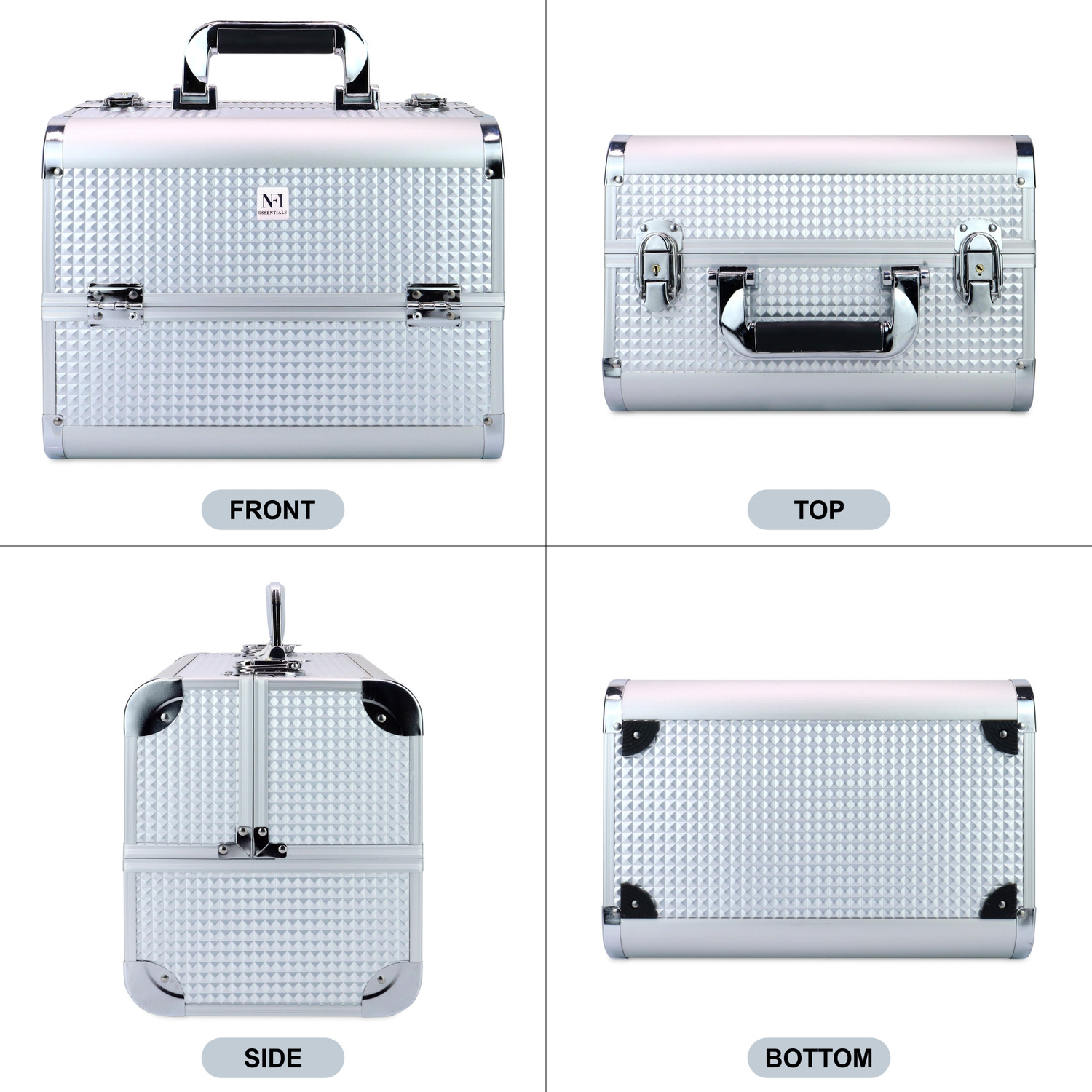 Image of NFI essentials Makeup Organizer Vanity Box Cosmetic Storage Case for Women Girls Makeup Vanity Box Vanity Box (Silver)