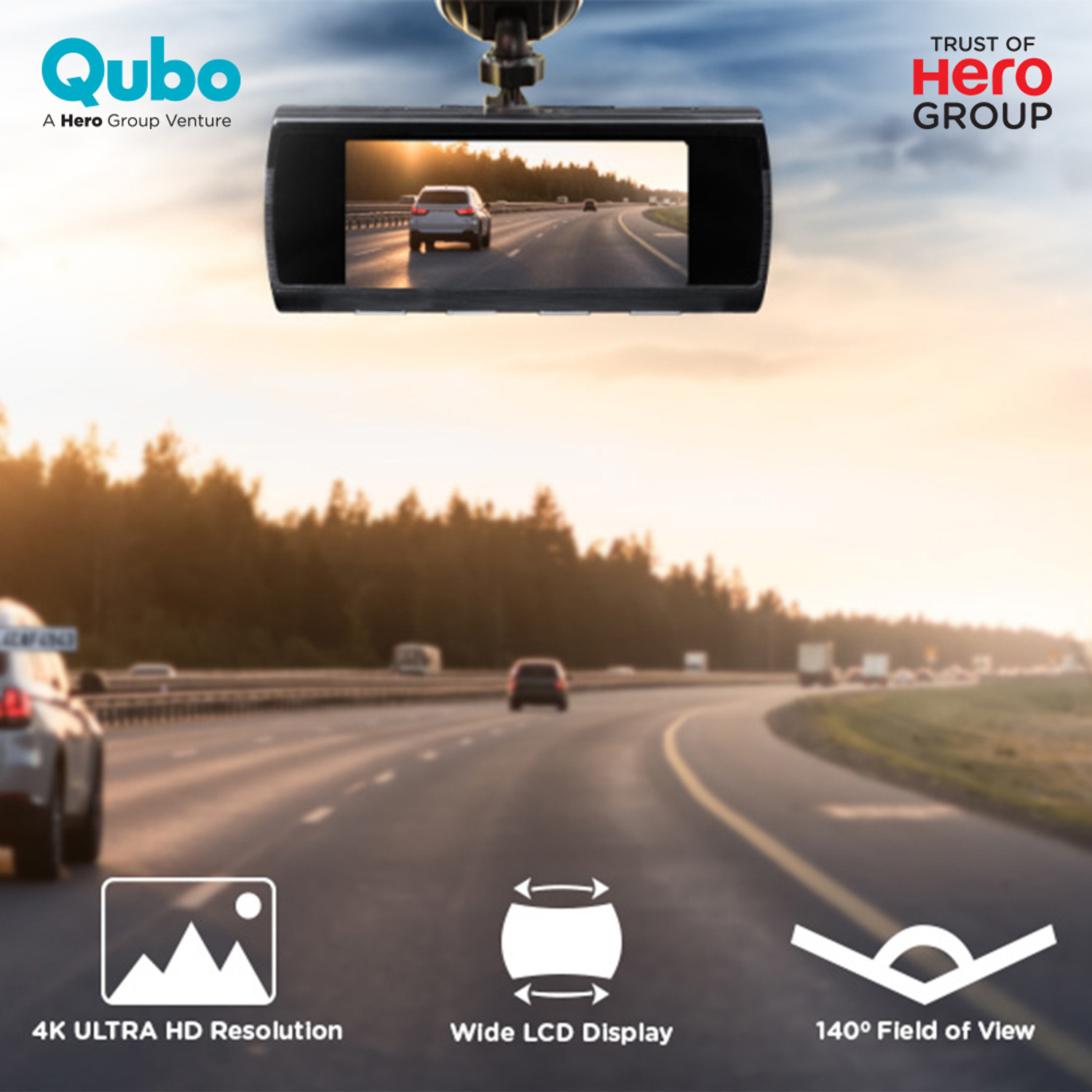 Image of Qubo Smart Dashcam Pro 4K| UHD+| ADAS| NightPulse Vision|GPS |2.8inch Display|1 TB SD In-car Camera System