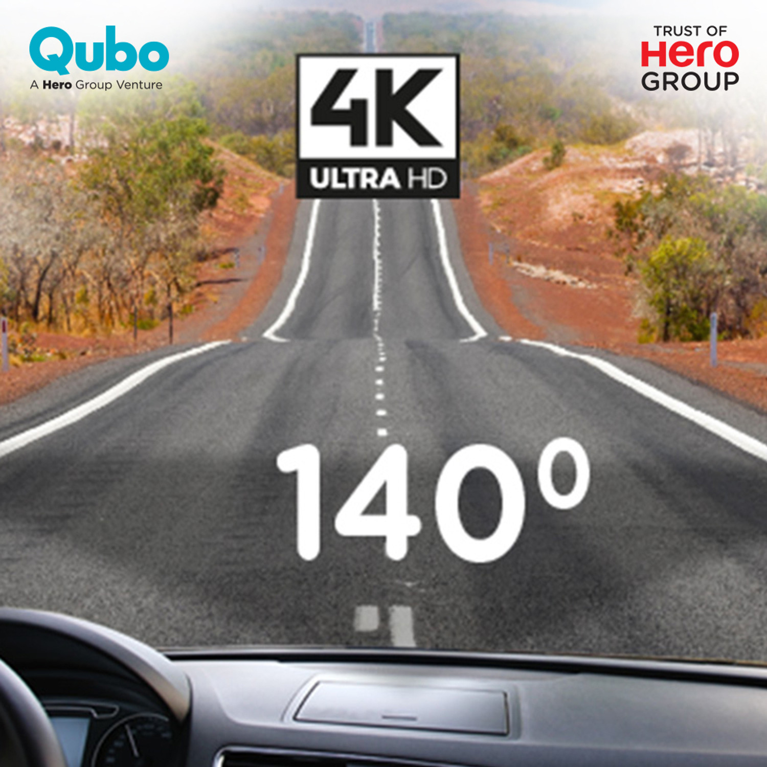 Image of Qubo Smart Dashcam Pro 4K| UHD+| ADAS| NightPulse Vision|GPS |2.8inch Display|1 TB SD In-car Camera System