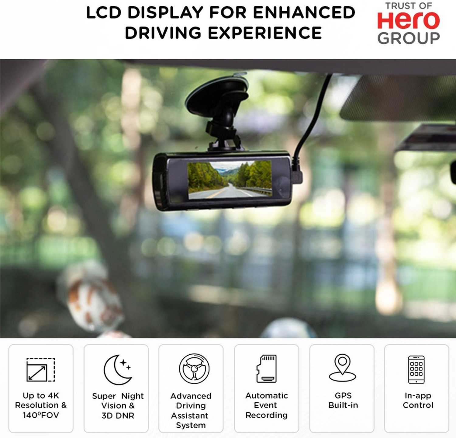Image of Qubo Smart Dashcam Pro 4K| UHD+| ADAS| NightPulse Vision|GPS |2.8inch Display|1 TB SD In-car Camera System