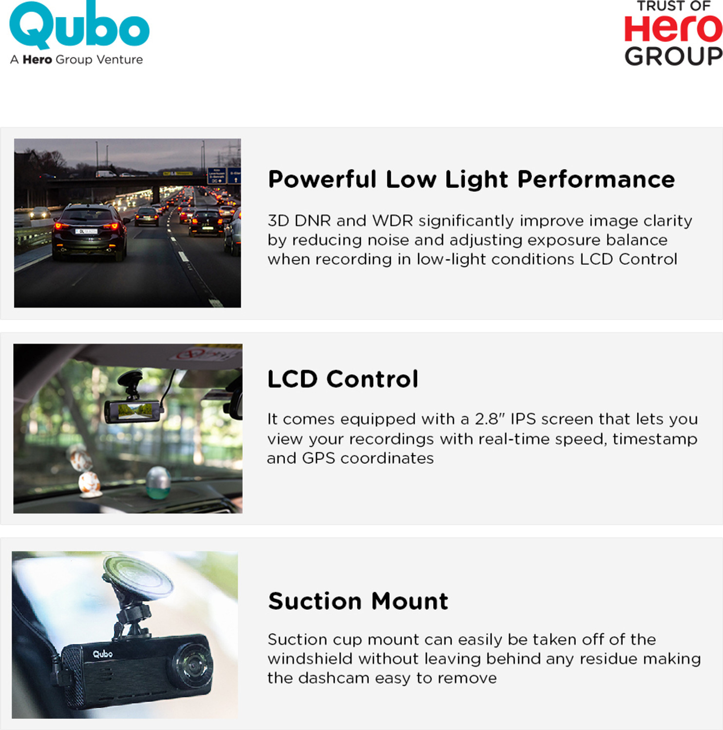Image of Qubo Smart Dashcam Pro 4K| UHD+| ADAS| NightPulse Vision|GPS |2.8inch Display|1 TB SD In-car Camera System