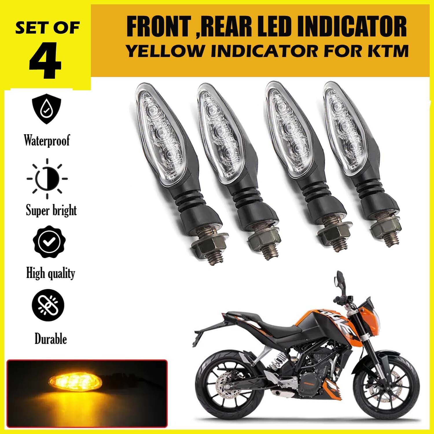 Znee Smart Front, Rear LED Indicator Light for KTM Duke 190, Duke 180,