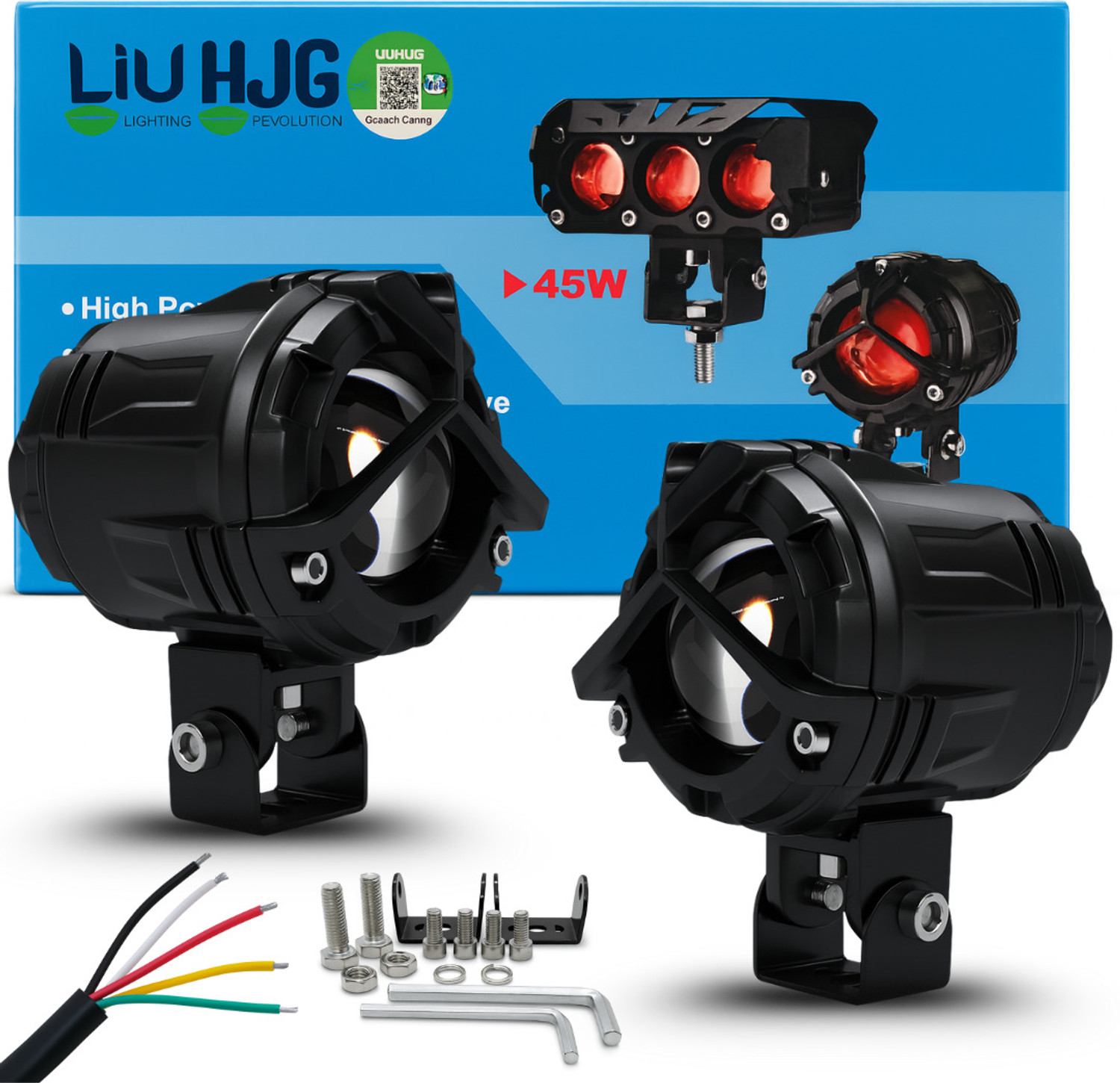 LIU HJG Yellow/White 90 Watt Fog Light Fog Lamp Car, Motorbike, Truck, Van LED (12 V, 90 W)