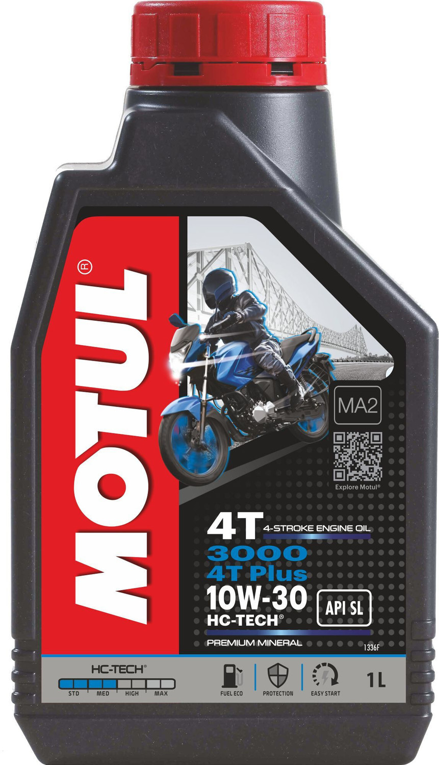 MOTUL 3000 4T Plus 10W30 Engine Oil for Bikes Plus HC-Tech Synthetic Blend Engine Oil