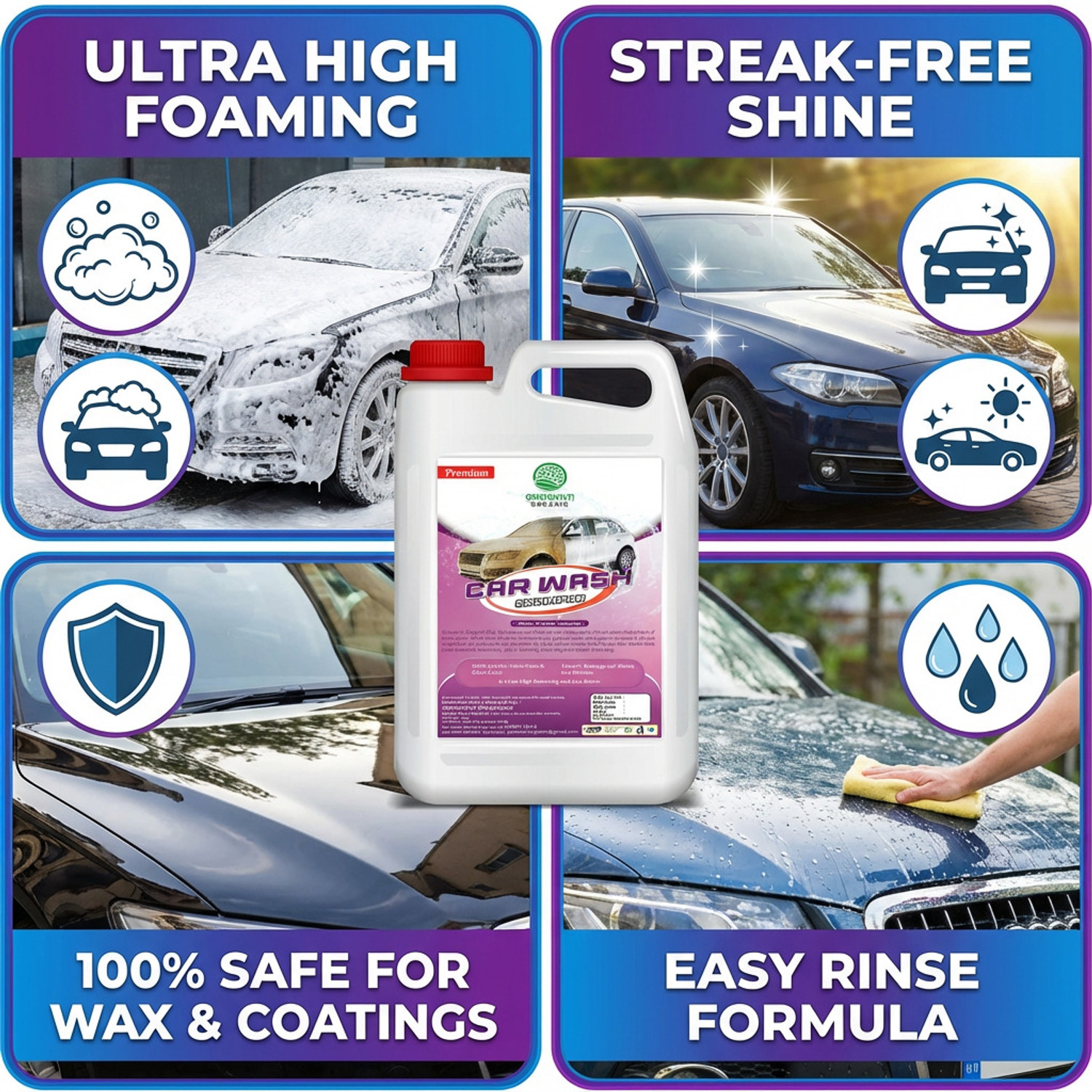Image of GROVANTI ORGANIC High Foam Car Shampoo Car Washing Liquid(5L+5L) Car Washing Liquid Car Washing Liquid (10000 ml)