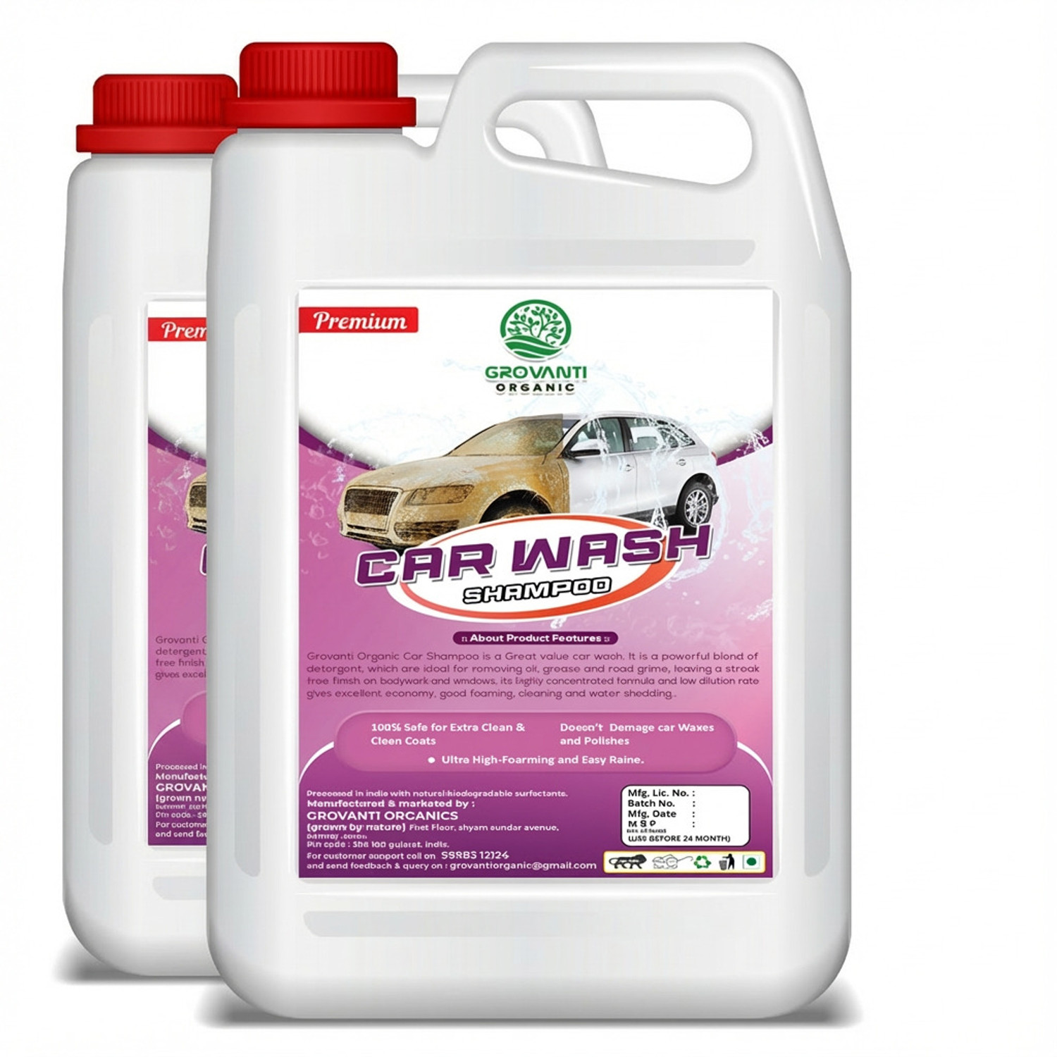 Image of GROVANTI ORGANIC High Foam Car Shampoo Car Washing Liquid(5L+5L) Car Washing Liquid Car Washing Liquid (10000 ml)