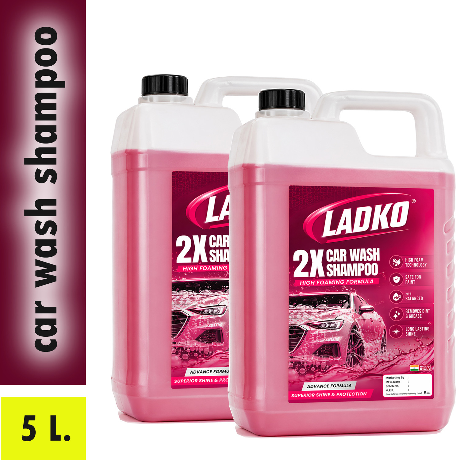 Image of GROVANTI ORGANIC High Foam Car Shampoo Car Washing Liquid(5L+5L) Car Washing Liquid Car Washing Liquid (10000 ml)