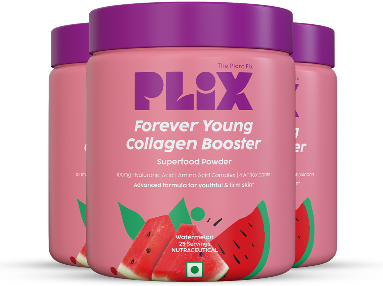 Image of The Plant Fix Plix Collagen Booster Powder | Hydration,Skin Health & Antioxidant Support,Watermelon