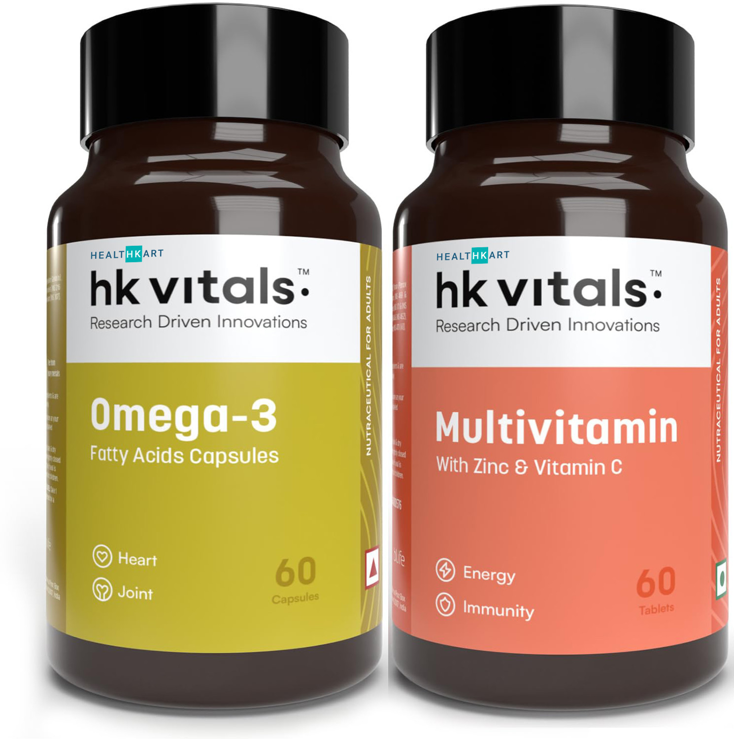 HEALTHKART Daily Essentials Combo (Omega - 60 Capsules + Multivitamin - 60 Capsules)  (2 x 60)