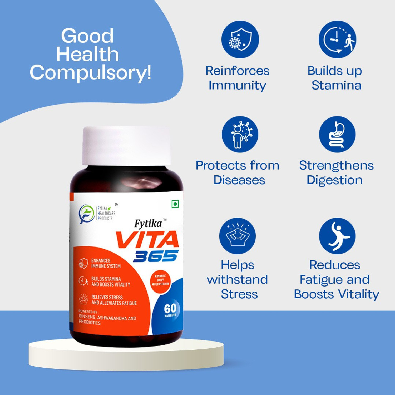 Image of FYTIKA HEALTHCARE PRODUCTS Vita 365 Multivitamin with Probiotics | Supports Immunity & Gut Health