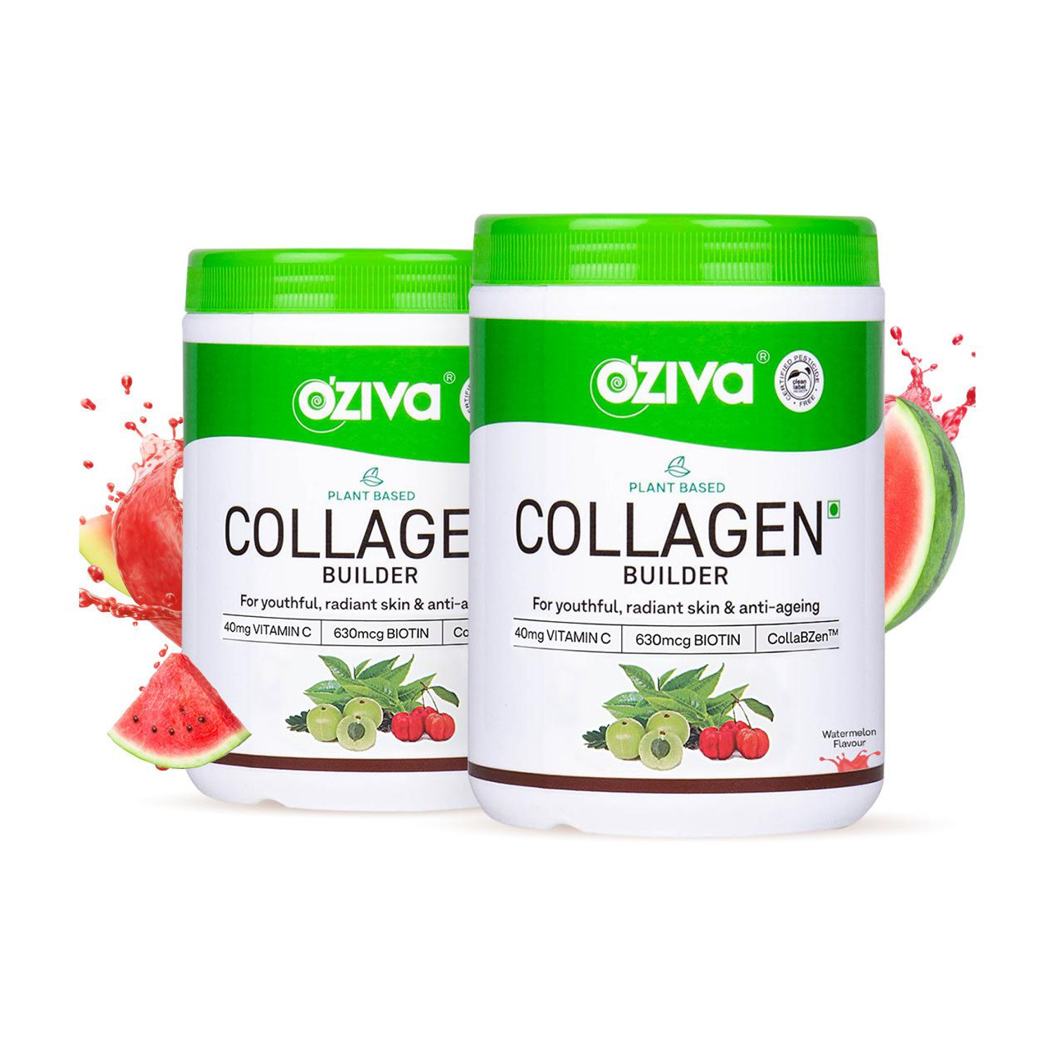 OZiva Vegan Collagen (Watermelon) with Biotin & Vit C for Brighter & Y