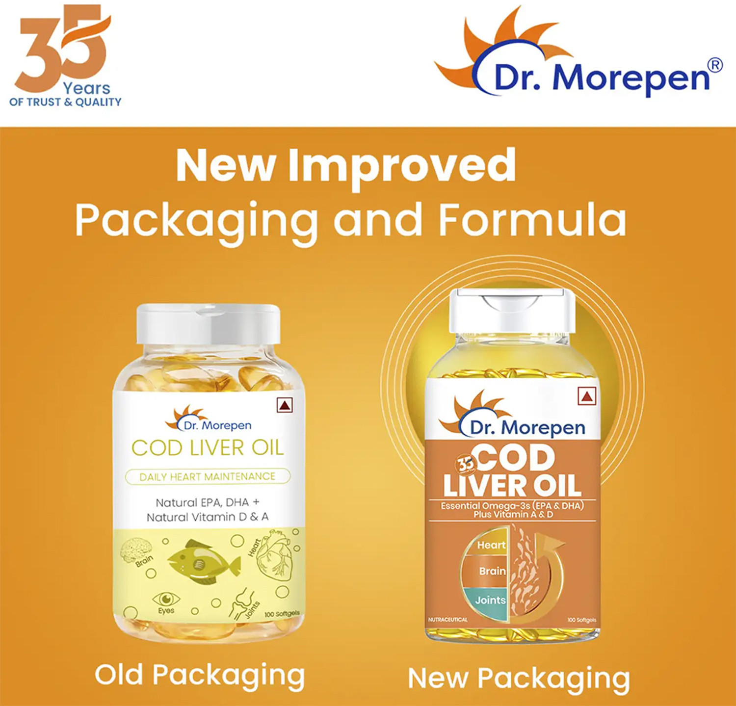 Image of Dr. Morepen COD Liver Oil Capsule with Omega 3 Help Reduce Joint Pain & Support Heart Health