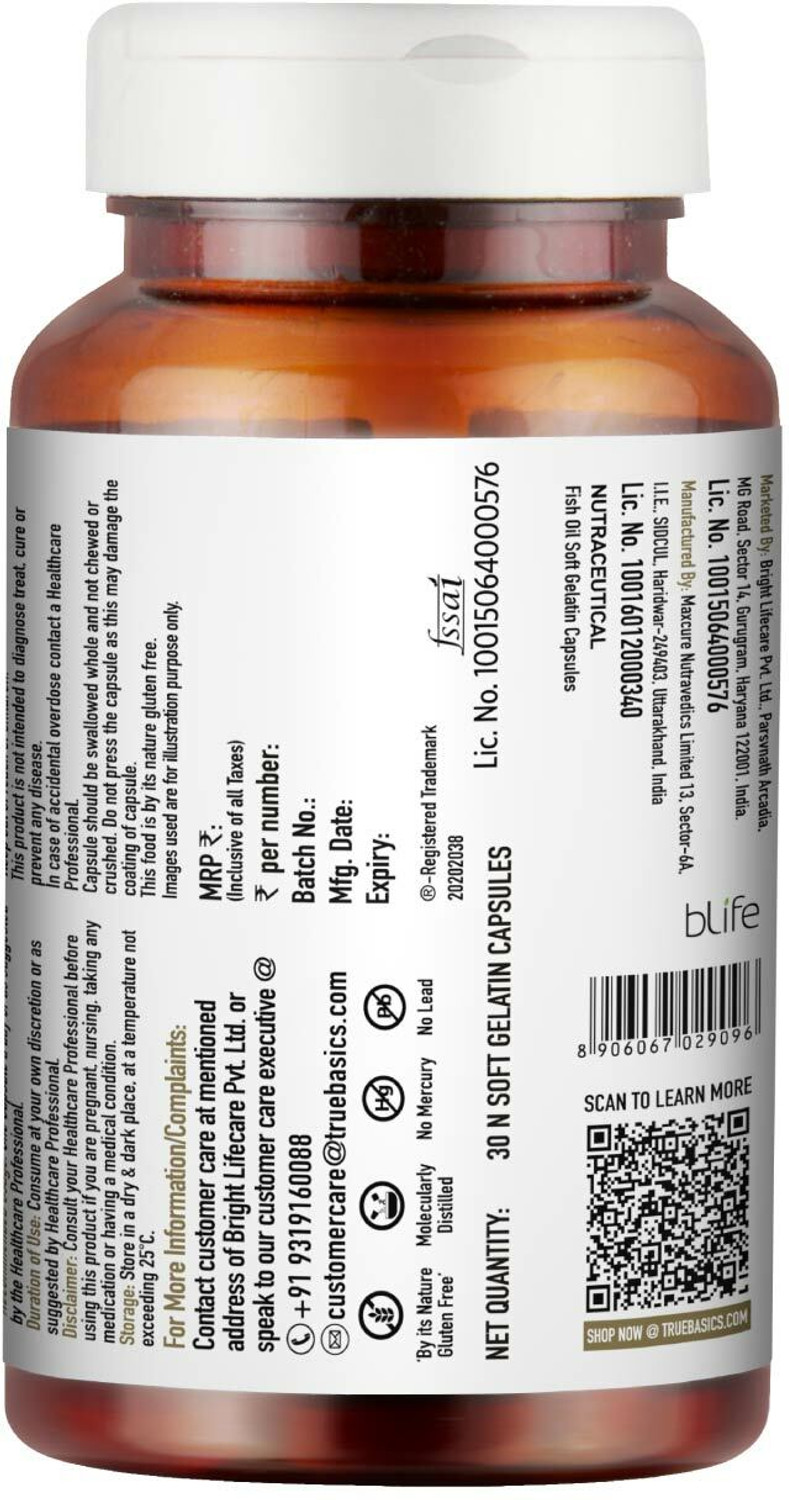 Image of TRUEBASICS Ultra Omega 3 Fish Oil Triple Strength, 525mg EPA, 375mg DHA