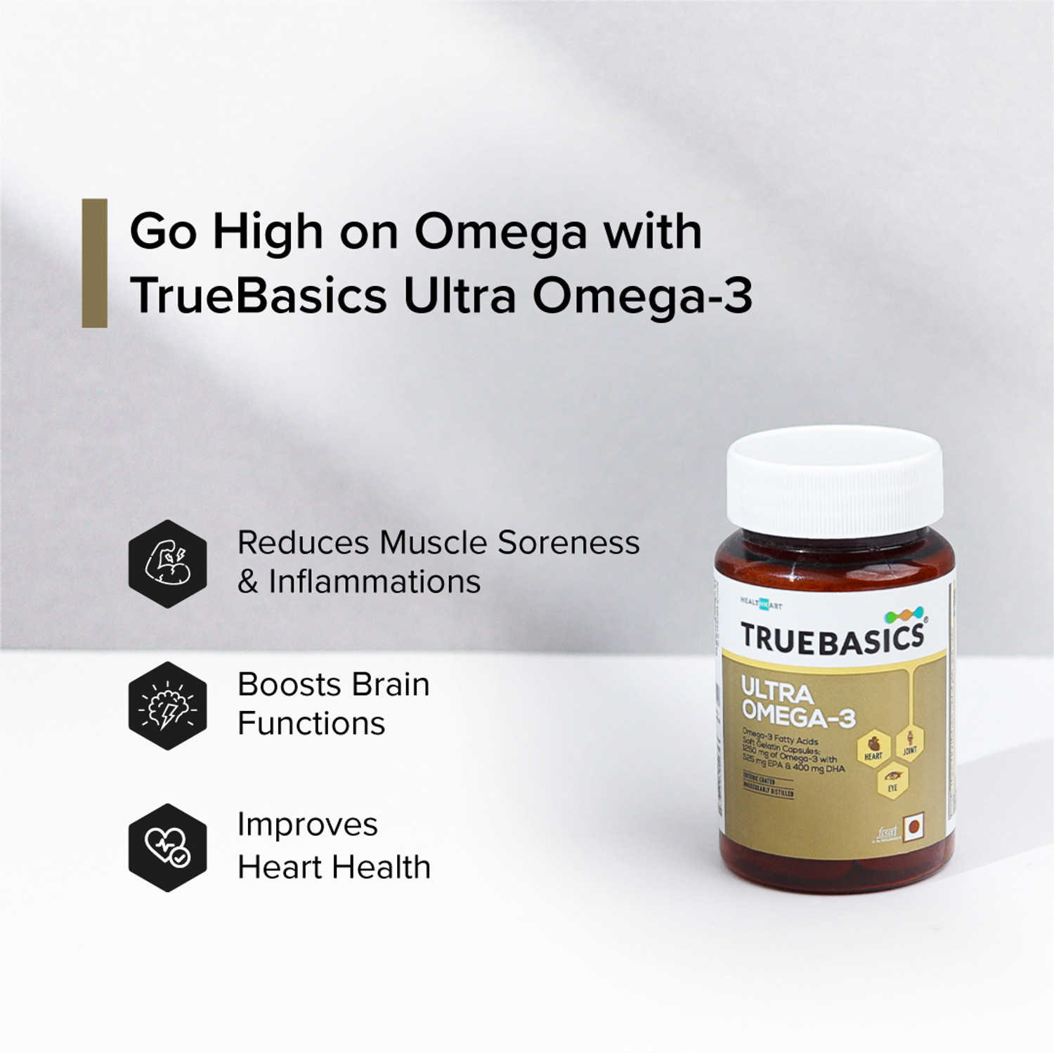 Image of TRUEBASICS Ultra Omega 3 Fish Oil Triple Strength, 525mg EPA, 375mg DHA