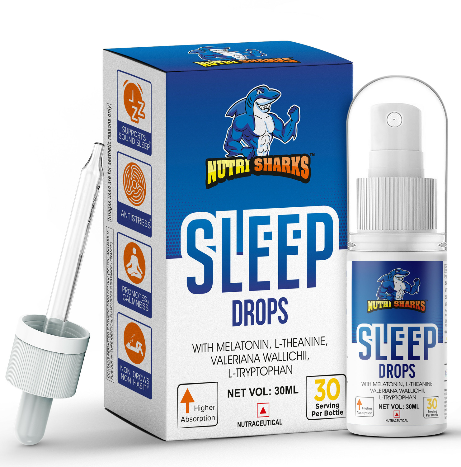 Image of Kayos Nutrisharks Melatonin Sleep Spray- 30ml Orange Stress Management and Sound Sleep