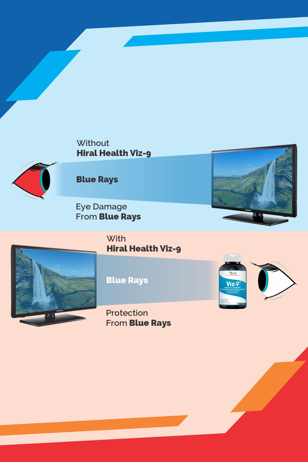 Image of Hiral Health Viz-9 Tablets: Eye Supplement with Vitamin A, Lutein, Zeaxanthin Vision Care