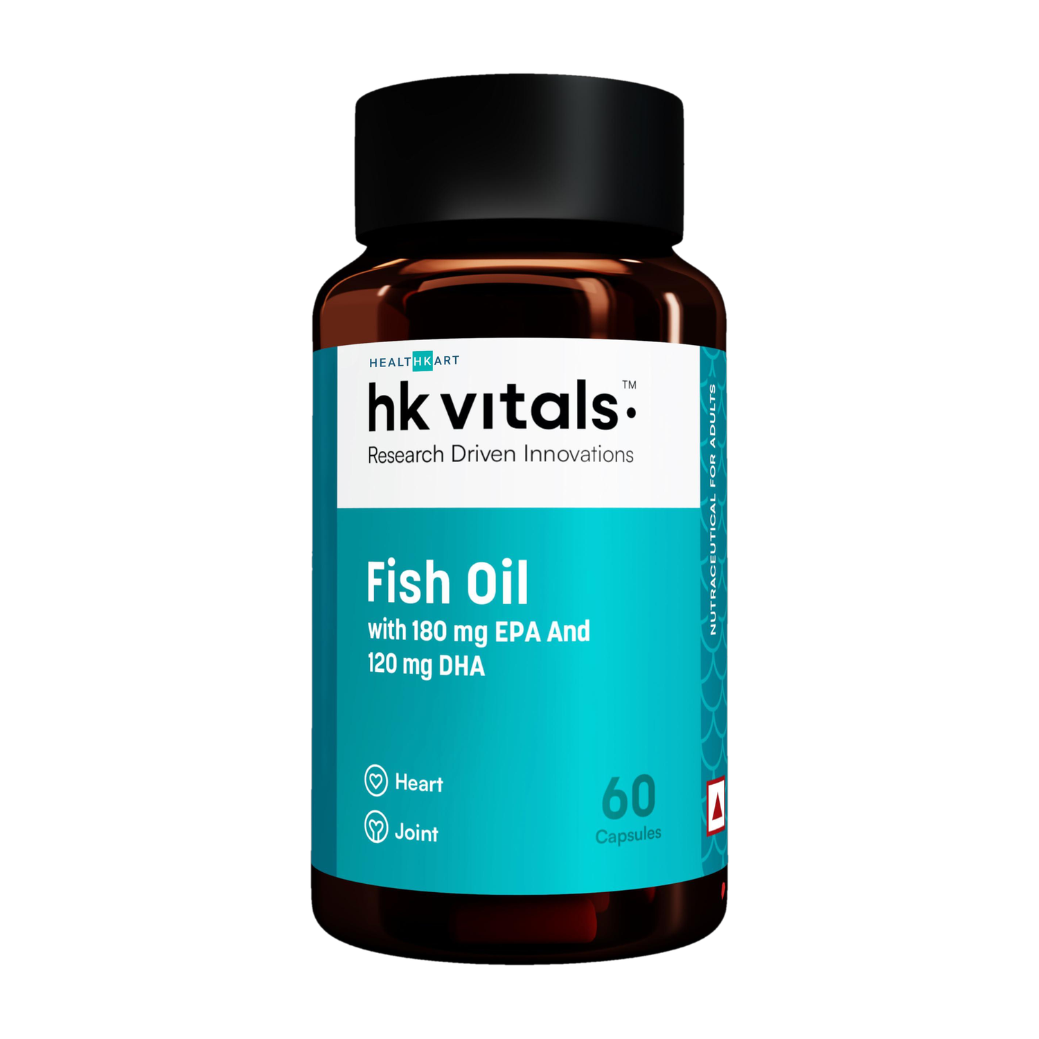 HEALTHKART Fish oil (1000 Omega 3, with 180 mg EPA & 120 mg) for brain, heart and eye health
