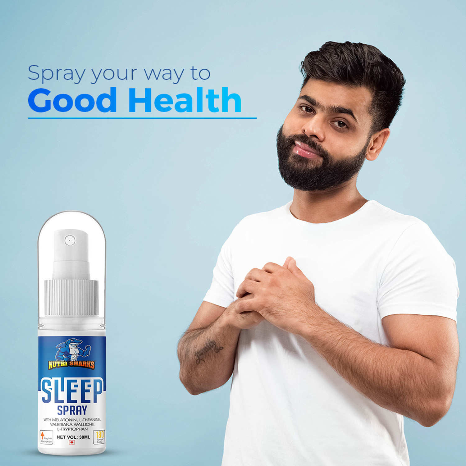 Image of Kayos Nutrisharks Melatonin Sleep Spray- 30ml Orange Stress Management and Sound Sleep