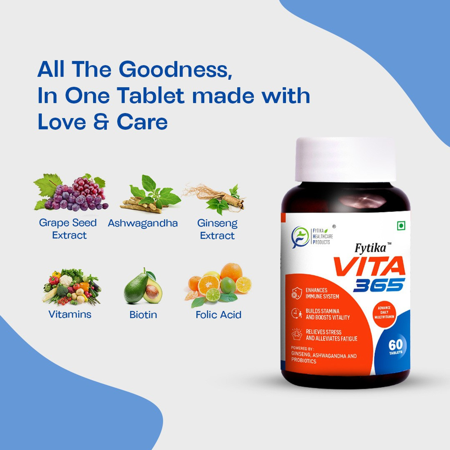 Image of FYTIKA HEALTHCARE PRODUCTS Vita 365 Multivitamin with Probiotics | Supports Immunity & Gut Health