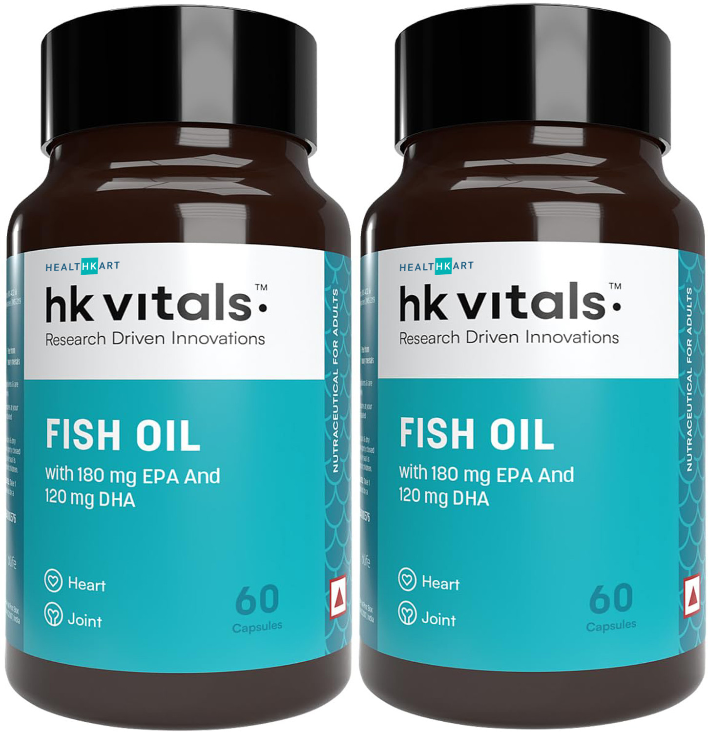 HEALTHKART Fish Oil (1000 Omega 3, With 180 Mg Epa & 120 Mg Dha)- Pack of 2