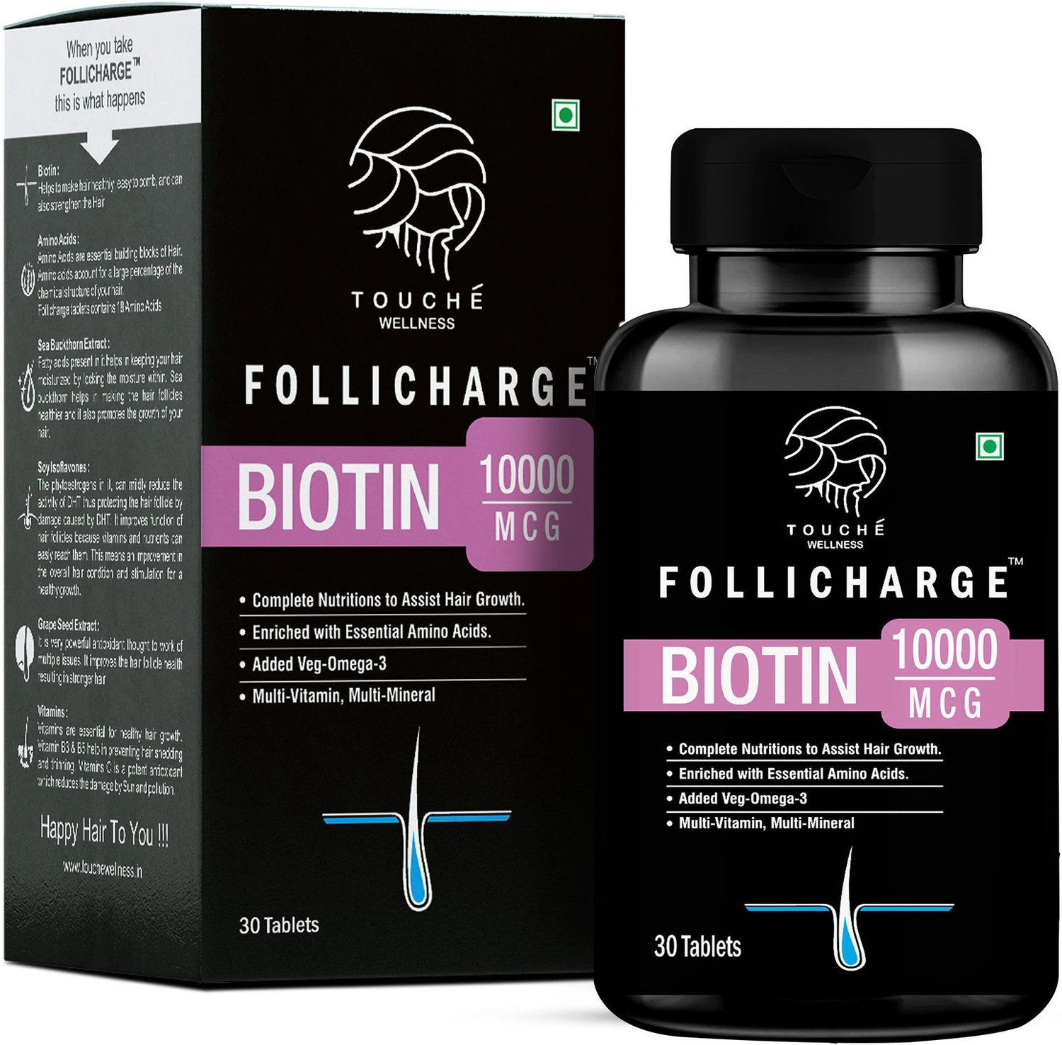 Follicharge Multivitamin For Men And Women Touche Wellness Pack of 30 