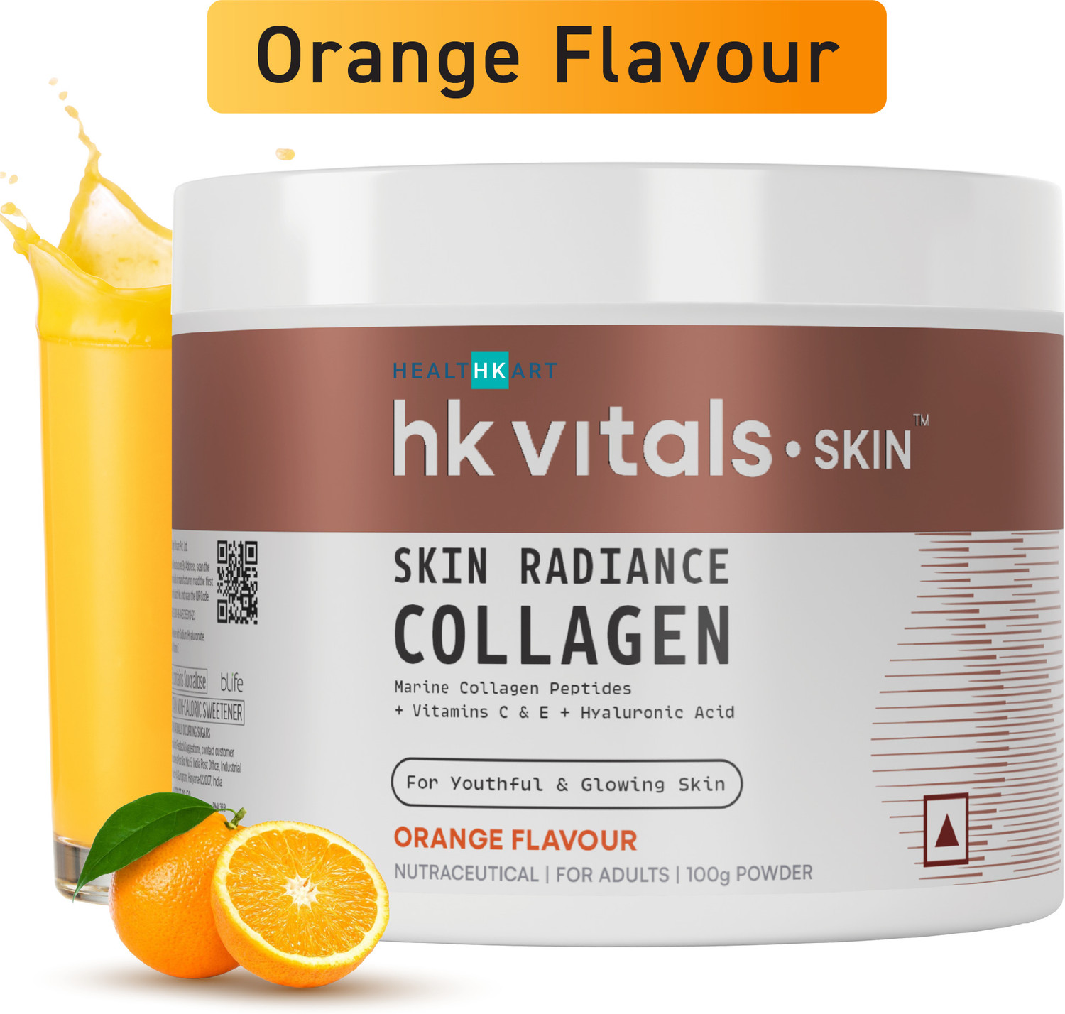 HEALTHKART HK Vitals Skin Radiance Collagen Supplement with Biotin, Orange, 100 g