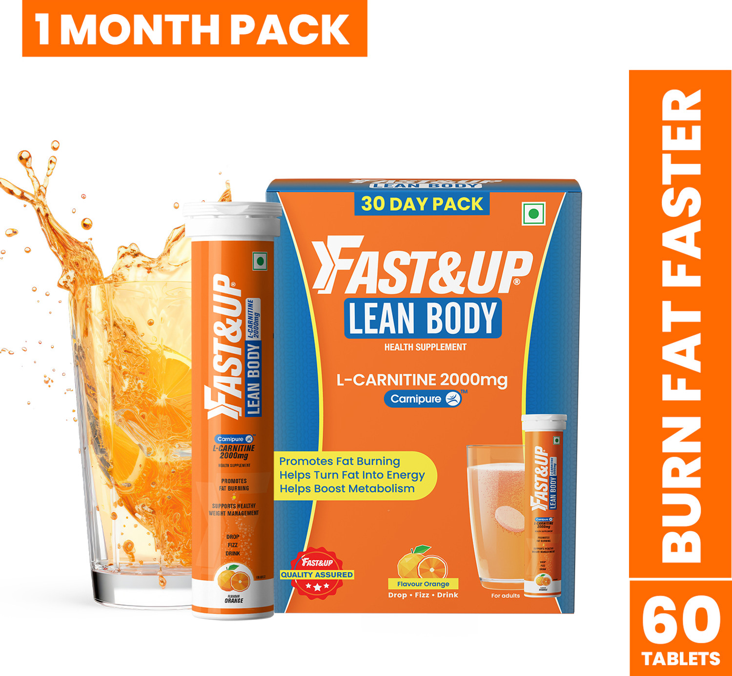 FAST&UP L-Carnitine Tartrate 1000mg, Fat Burner, Supports Weight Loss,