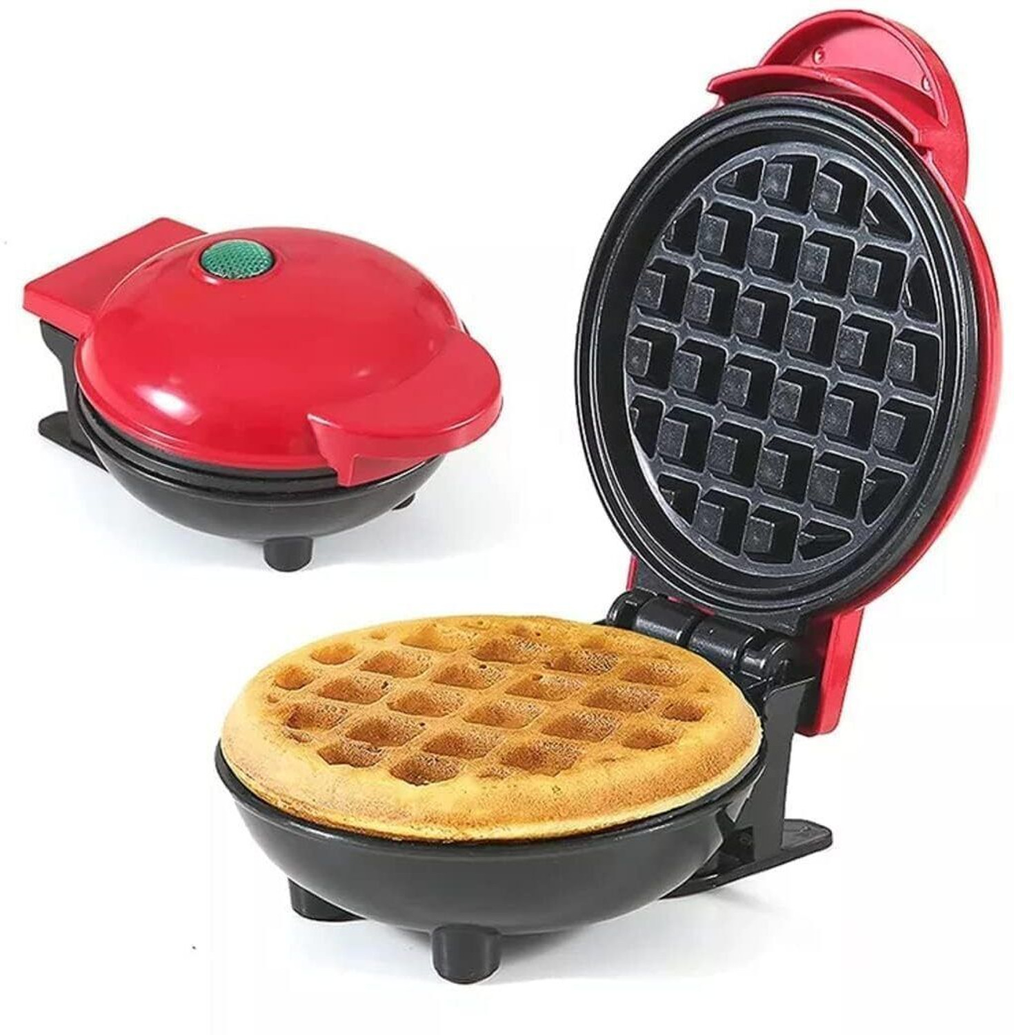 Image of khodal Mini Waffle Maker Portable Electric Non Stick Waffle Iron Round Waffle Maker Waffle Maker