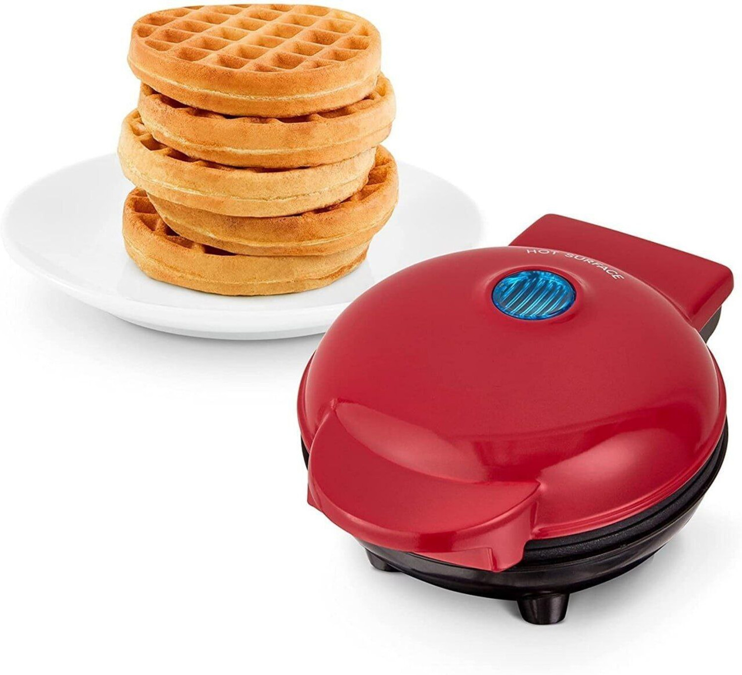 Image of khodal Mini Waffle Maker Portable Electric Non Stick Waffle Iron Round Waffle Maker Waffle Maker