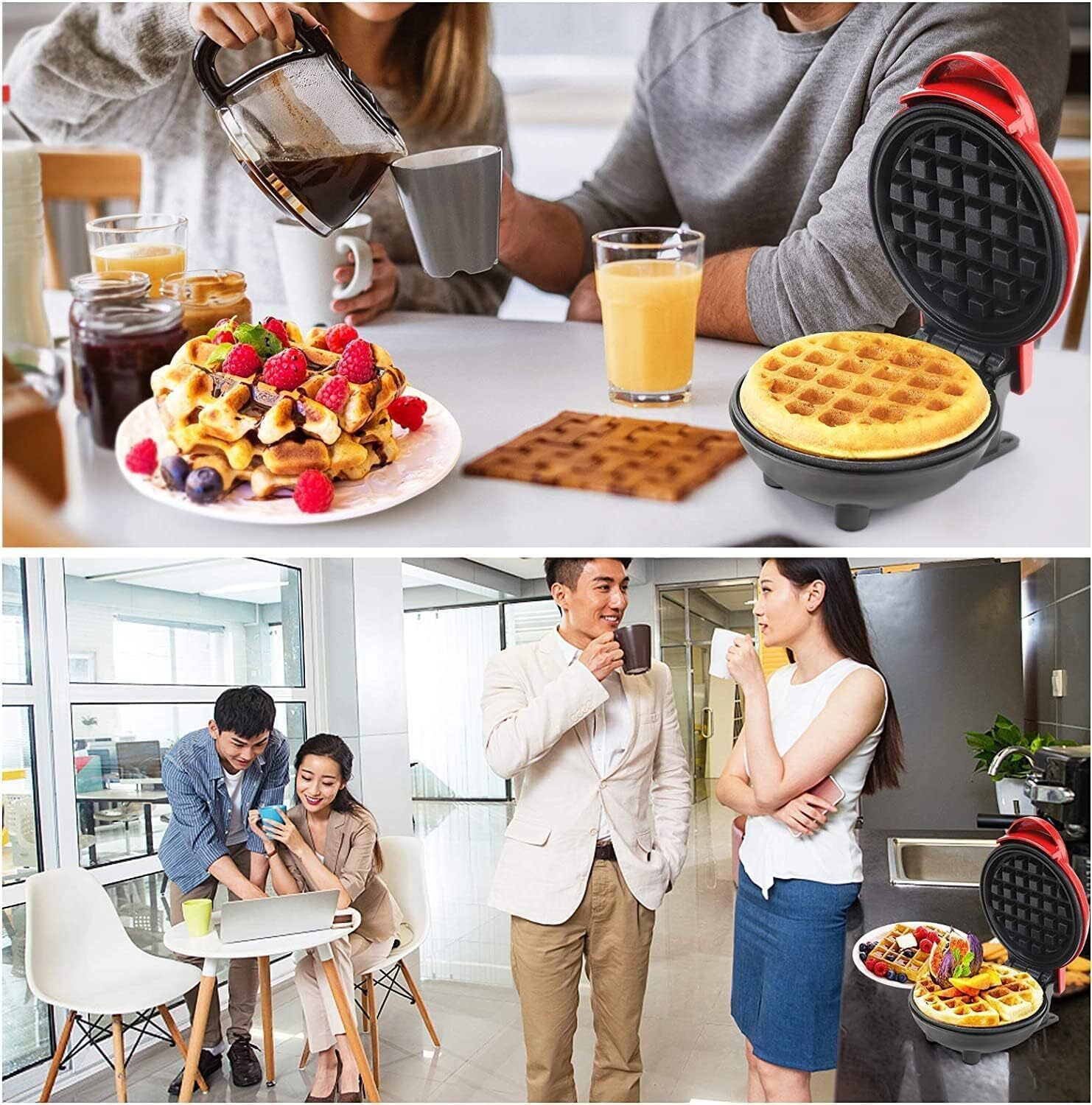 Image of khodal Mini Waffle Maker Portable Electric Non Stick Waffle Iron Round Waffle Maker Waffle Maker