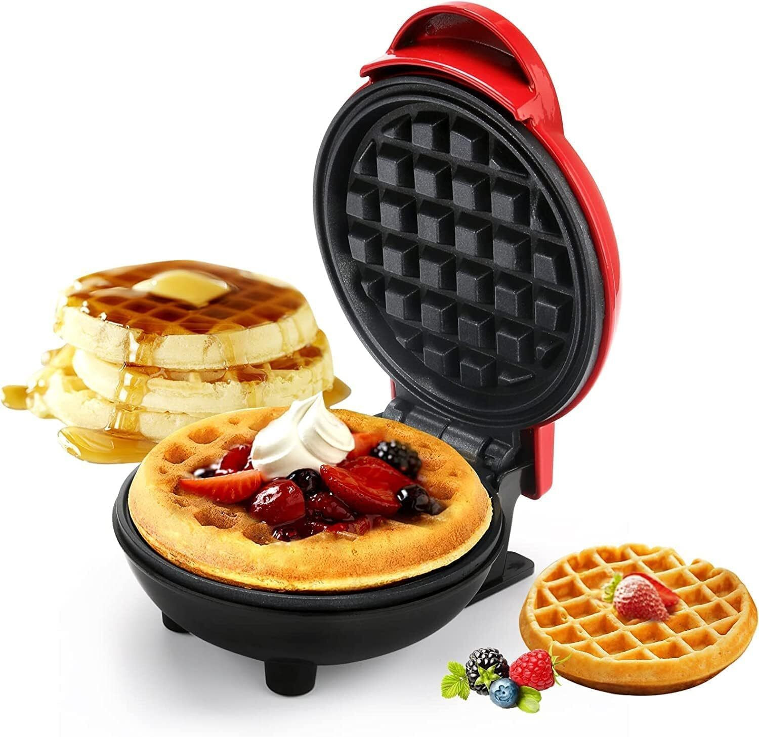 Image of khodal Mini Waffle Maker Portable Electric Non Stick Waffle Iron Round Waffle Maker Waffle Maker