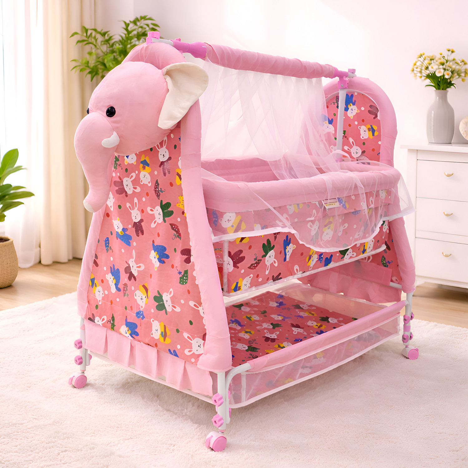 Pandaoriginals BEST QUALITY BABY CRADLE|SOFT CUSHION Baby Jhula,Baby P