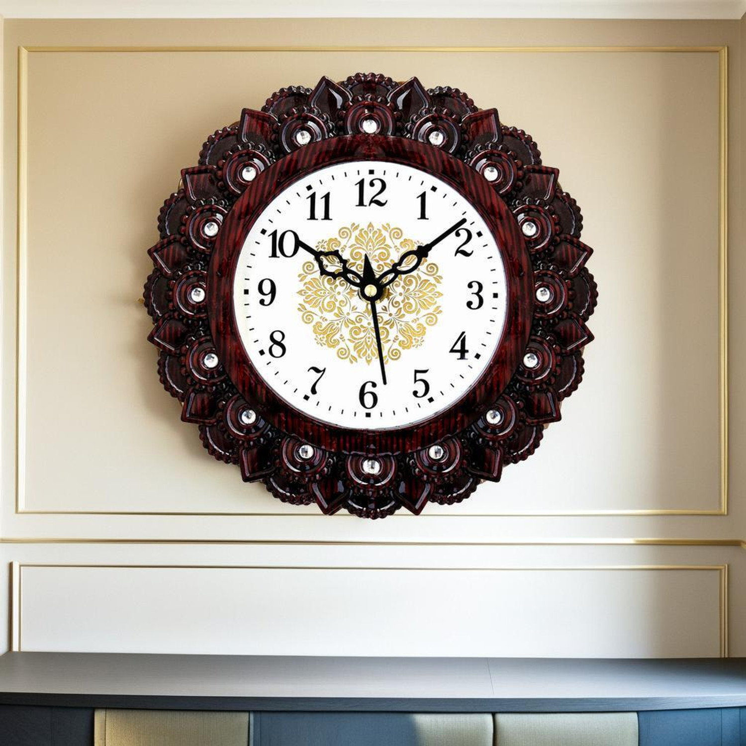 Image of Moonatic Analog 31 cm X 24 cm Wall Clock (Brown, With Glass, Standard)