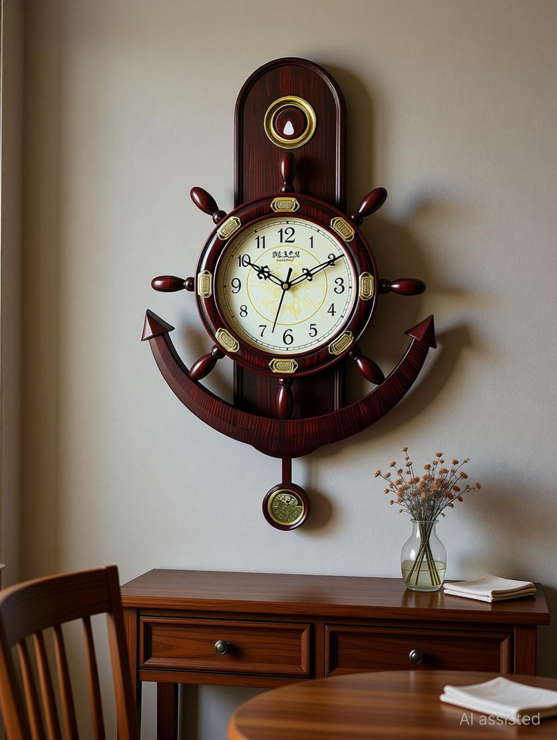 A&A Plaza Pendulum Wall Clock Analog 36 cm X 32 cm Wall Clock