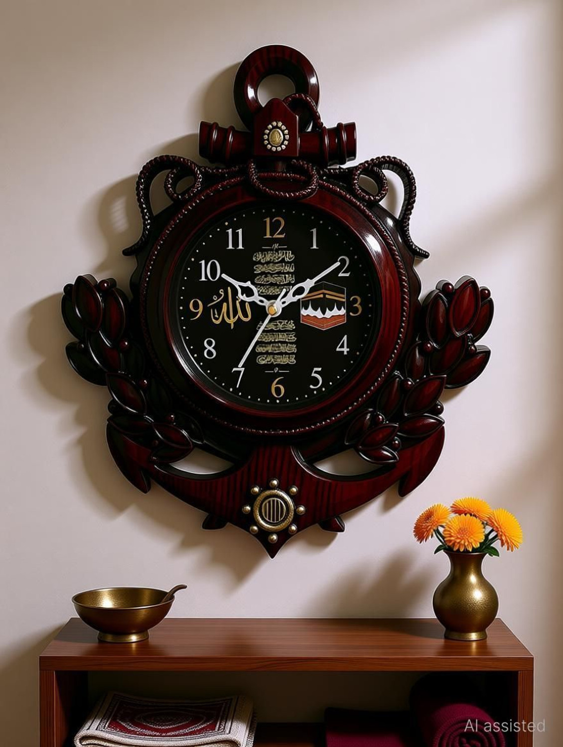 Image of Moonatic Analog 31 cm X 24 cm Wall Clock (Brown, With Glass, Standard)