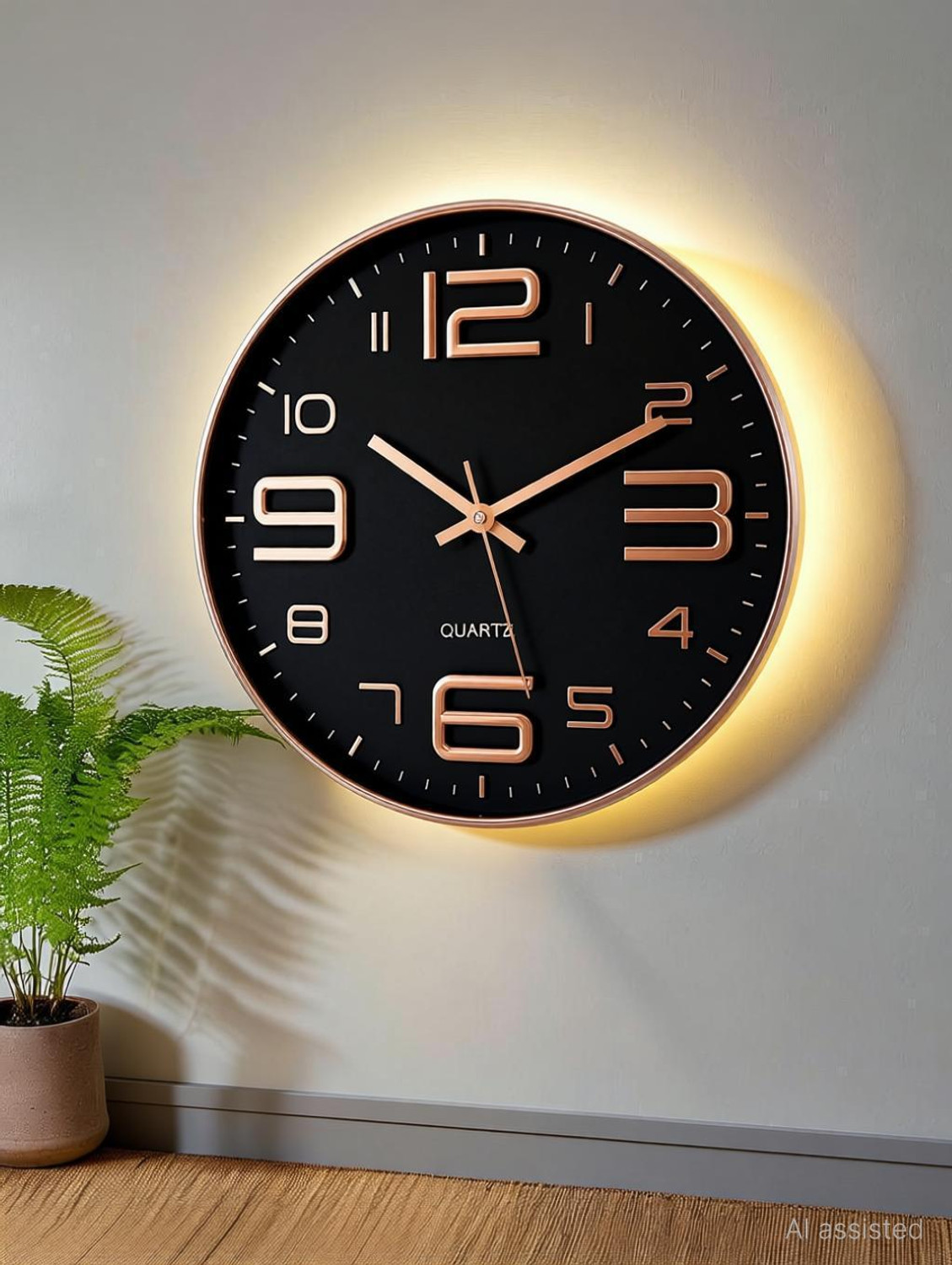 Image of Moonatic Analog 31 cm X 24 cm Wall Clock (Brown, With Glass, Standard)