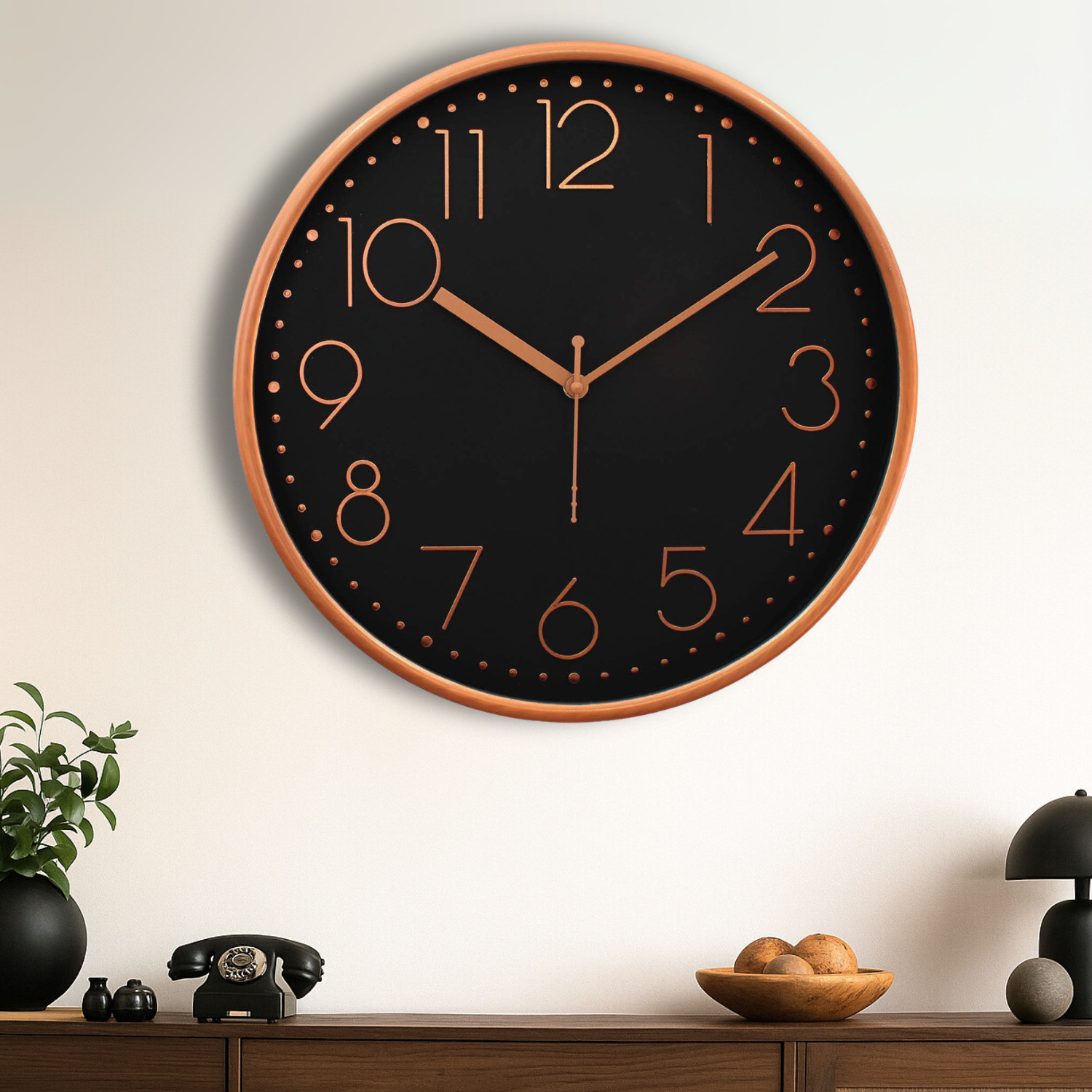 Analog 30 cm X 30 cm Wall Clock (Black, With Glass, Standard)