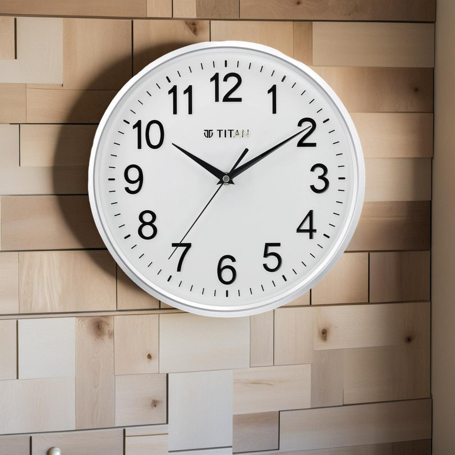 Titan Analog 30 cm X 30 cm Wall Clock  (Silver, With Glass)